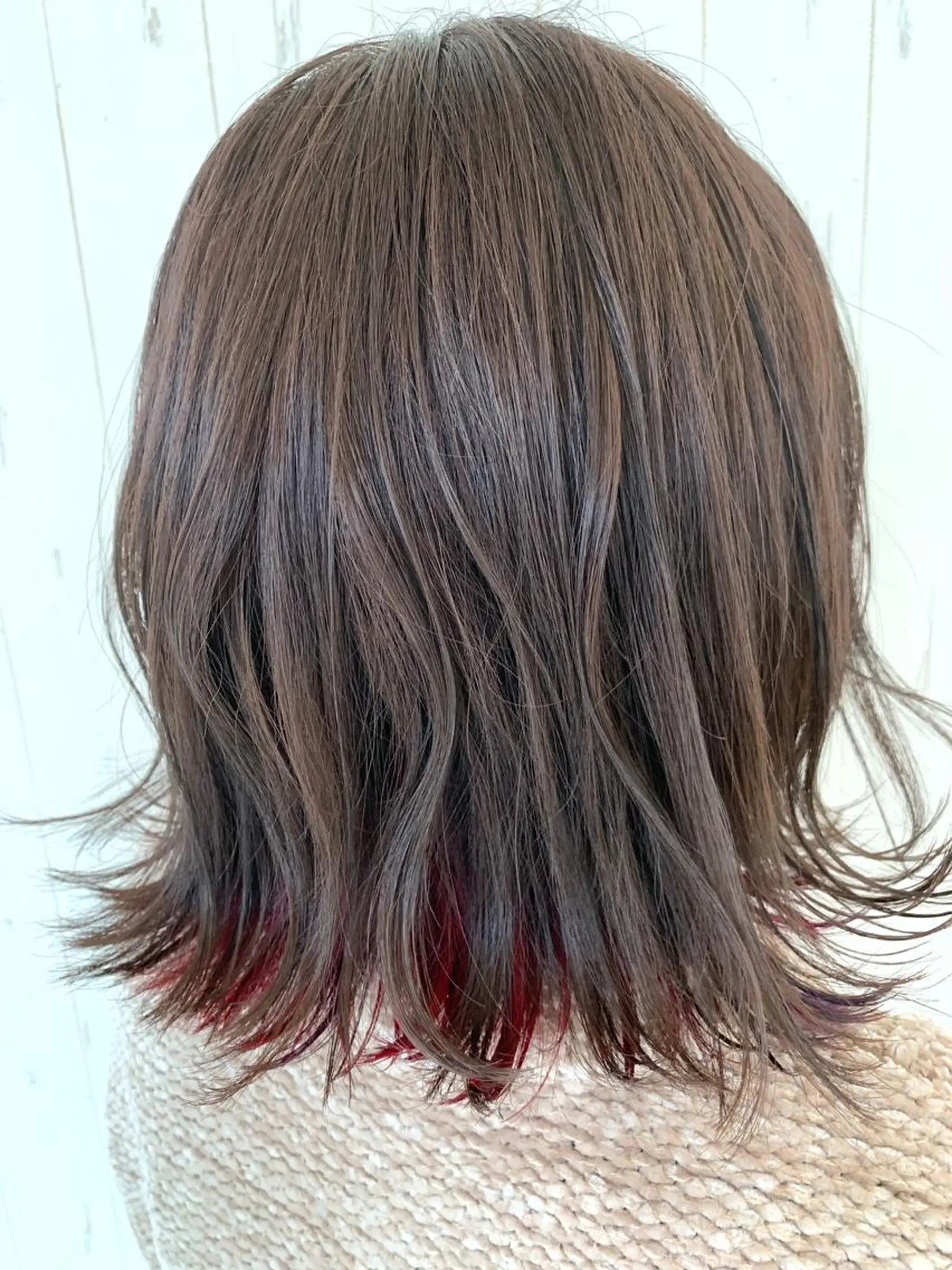 ミディアム カラー インナーカラー レッドカラー ボブ 髪質改善/ハイライト 小林秀樹のヘアスタイル