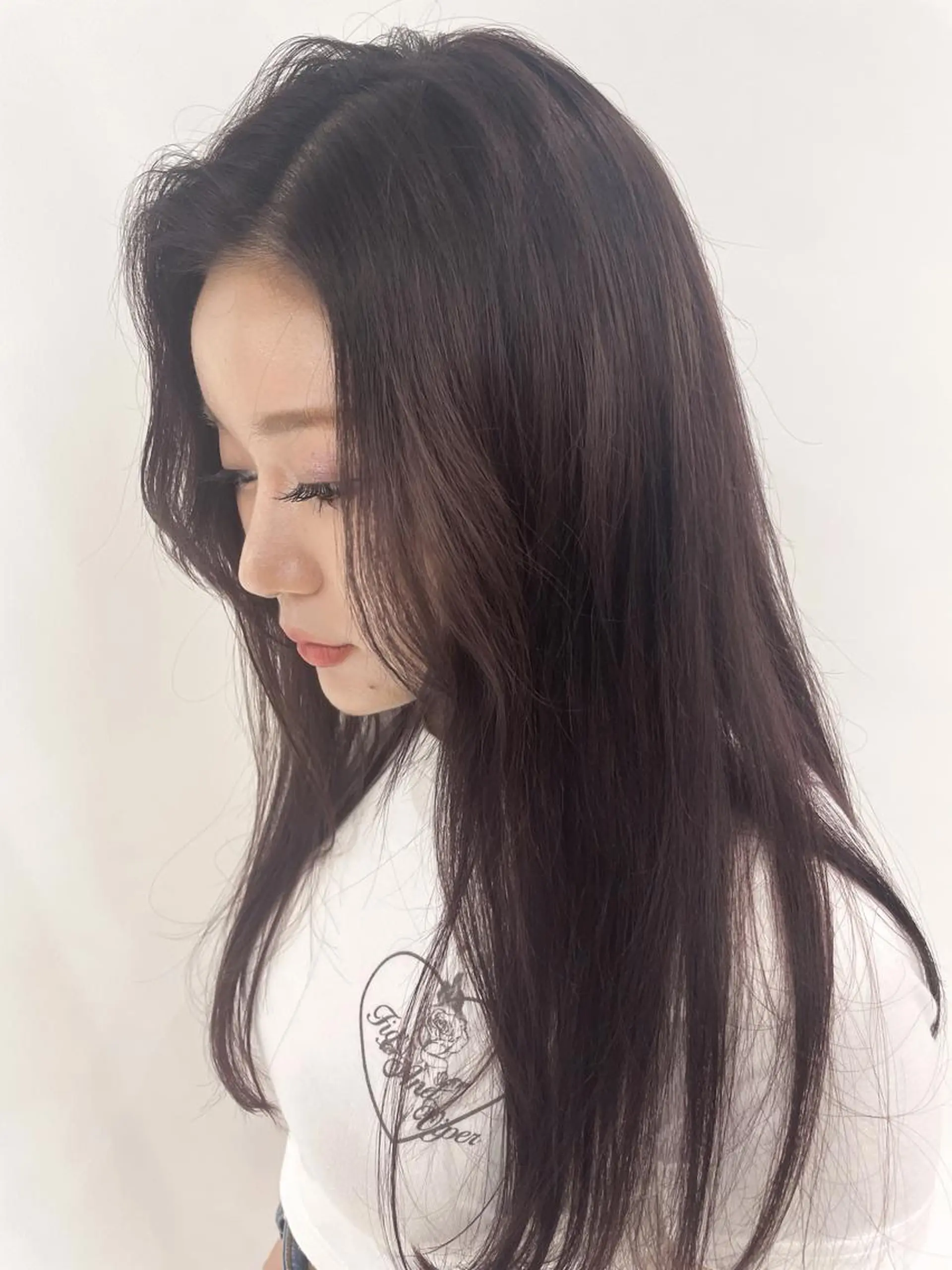 ロング カラー 透明感カラー 白髪染め 解決‼️のヘアスタイル