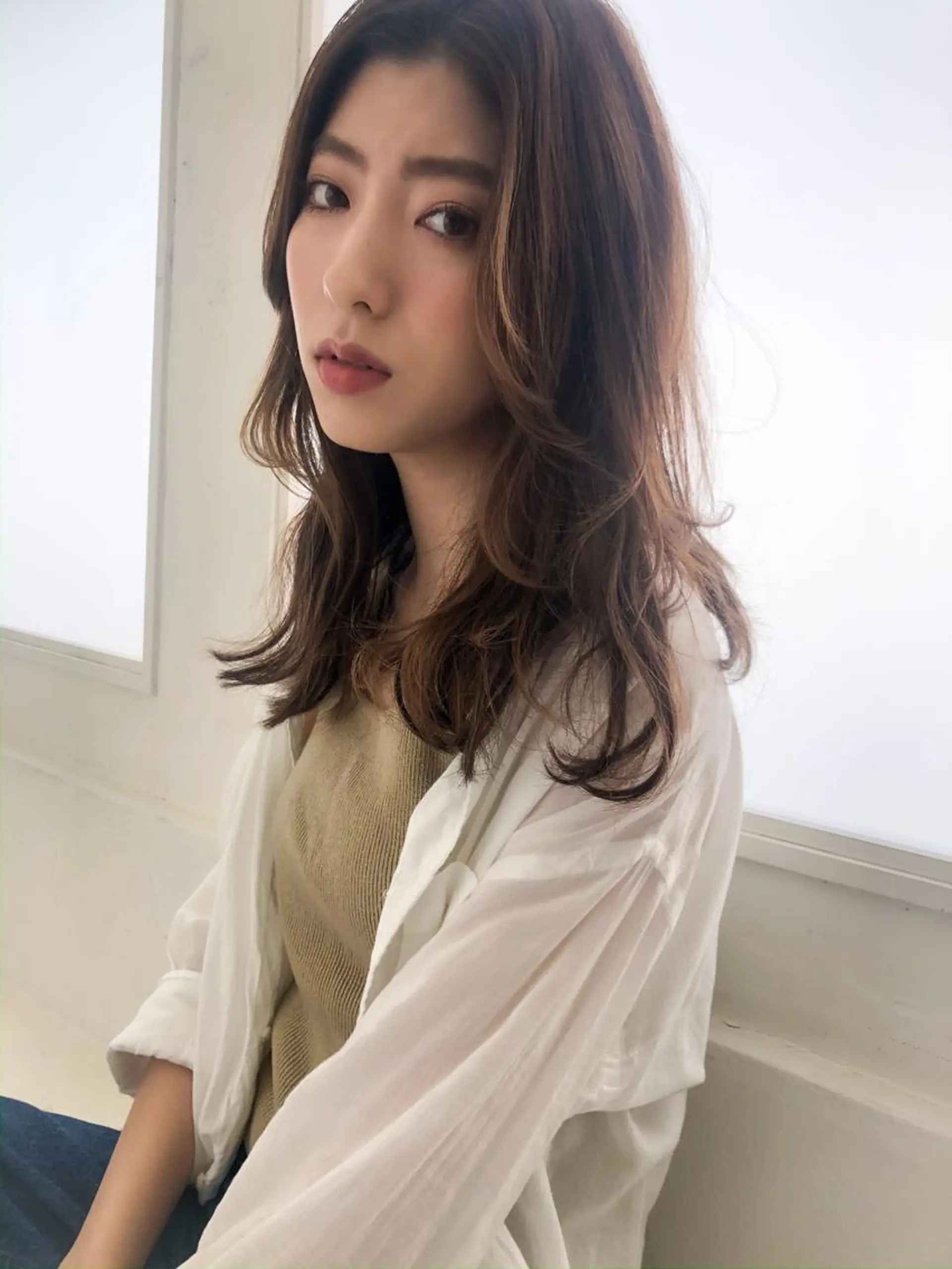 セミロング カット ヘアカラー 縮毛矯正 トリートメント シンタニナオト /梅田茶屋町のヘアスタイル