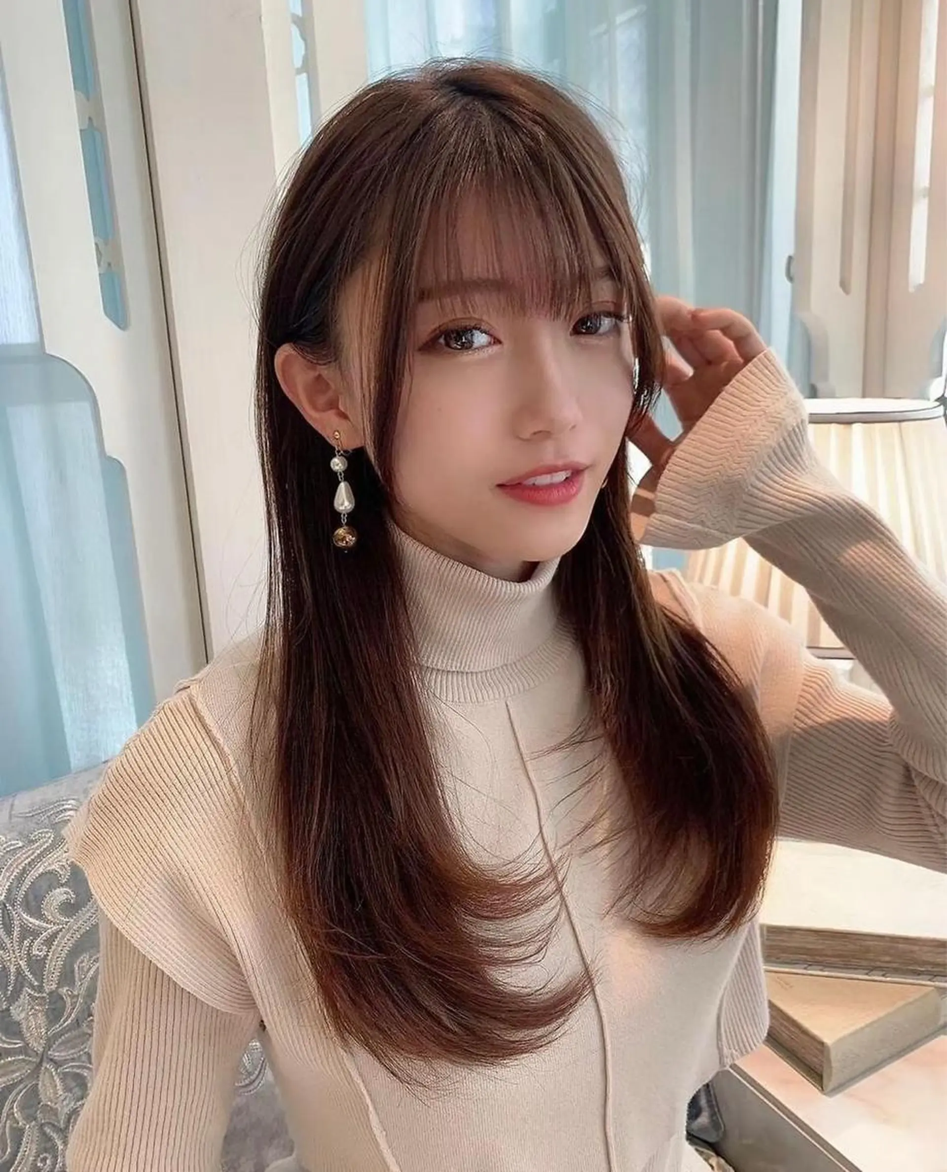 ロング ボブ ハイライト 髪質改善 韓国風ヘア 小顔カット ヘアカラー トリートメント 似合わせカラーの達人 ダブルカラー/森栄範のヘアスタイル