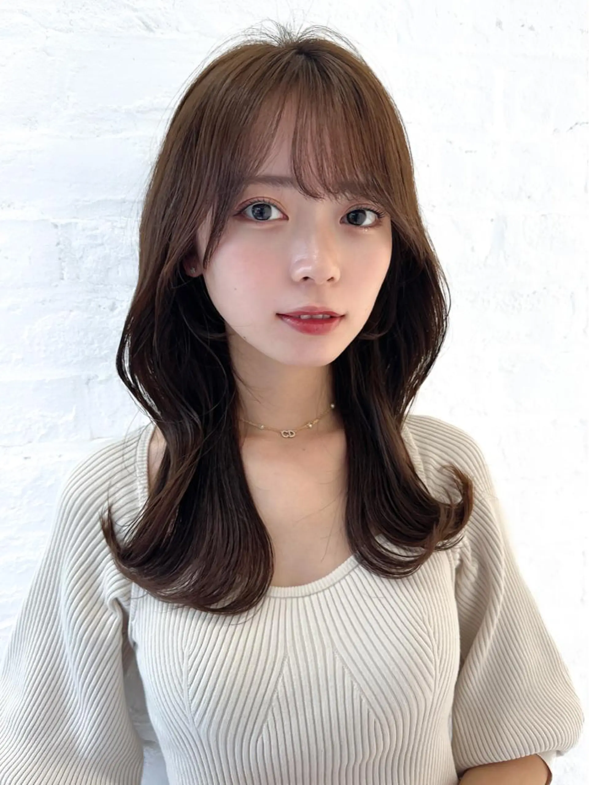 セミロング カラー ベージュカラー ブラウンカラー ブラウンベージュ くびれヘア 顔まわりレイヤー 顔周り/くびれヘア 韓国ヘア💕風間るなのヘアスタイル