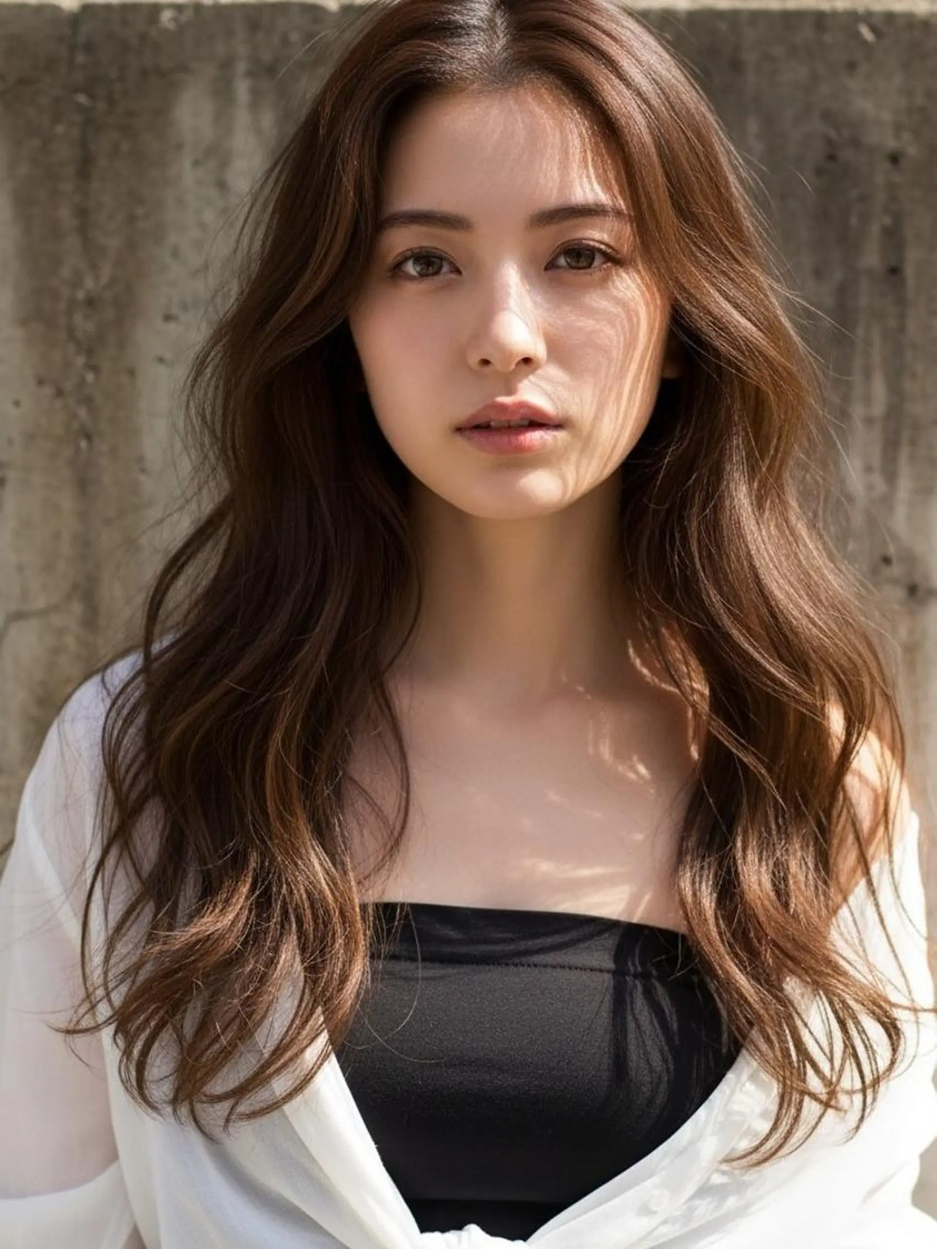 セミロング パーマ カラー 透明感カラー デート レイヤーカット さく/髪質改善× 縮毛矯正/町田のヘアスタイル