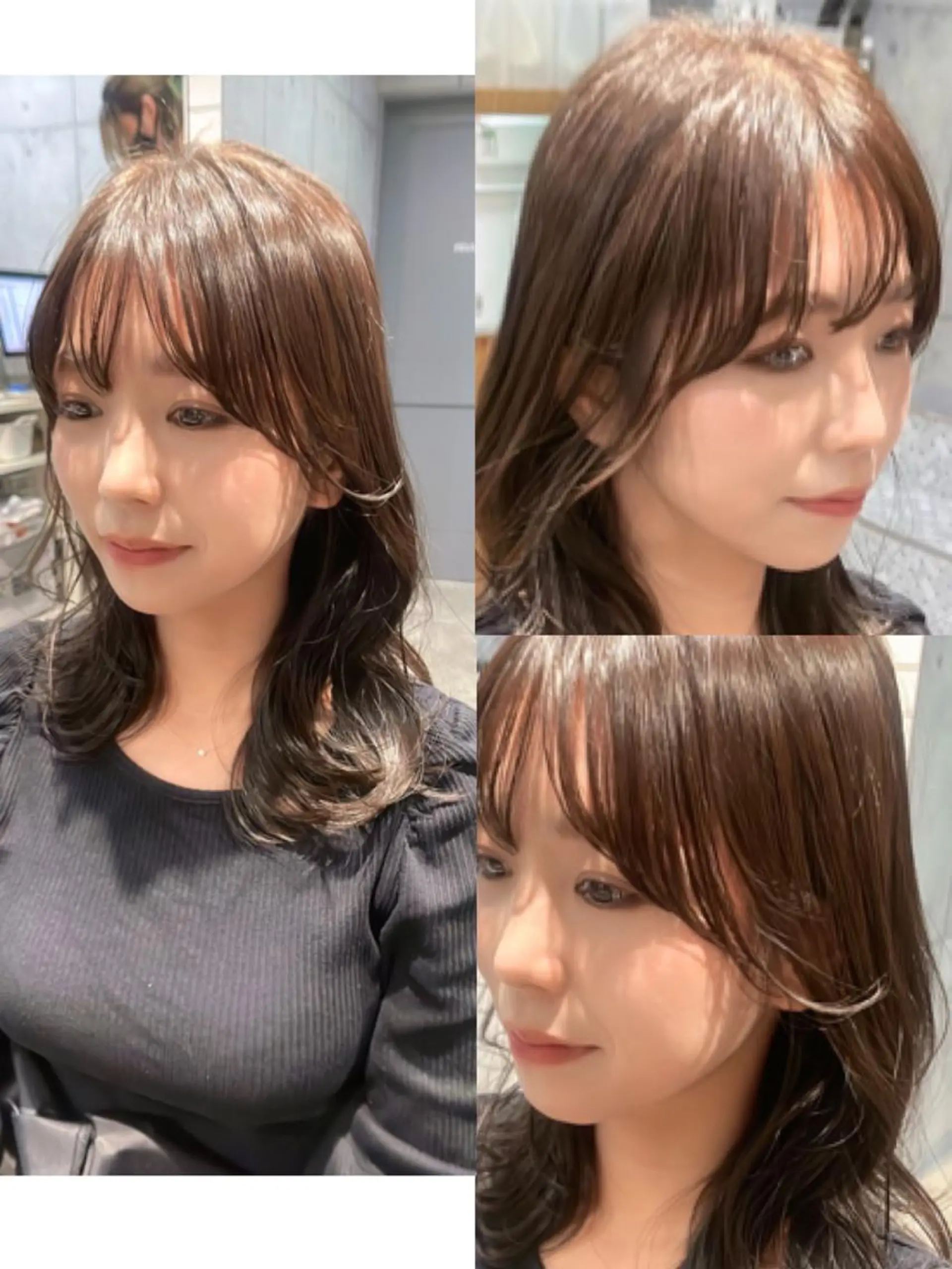 セミロング 天使の羽バング・フェザーバング ヨシンモリ トリートメント カット ヘアカラー トリートメント 💫newi💫村上 孝一のヘアスタイル