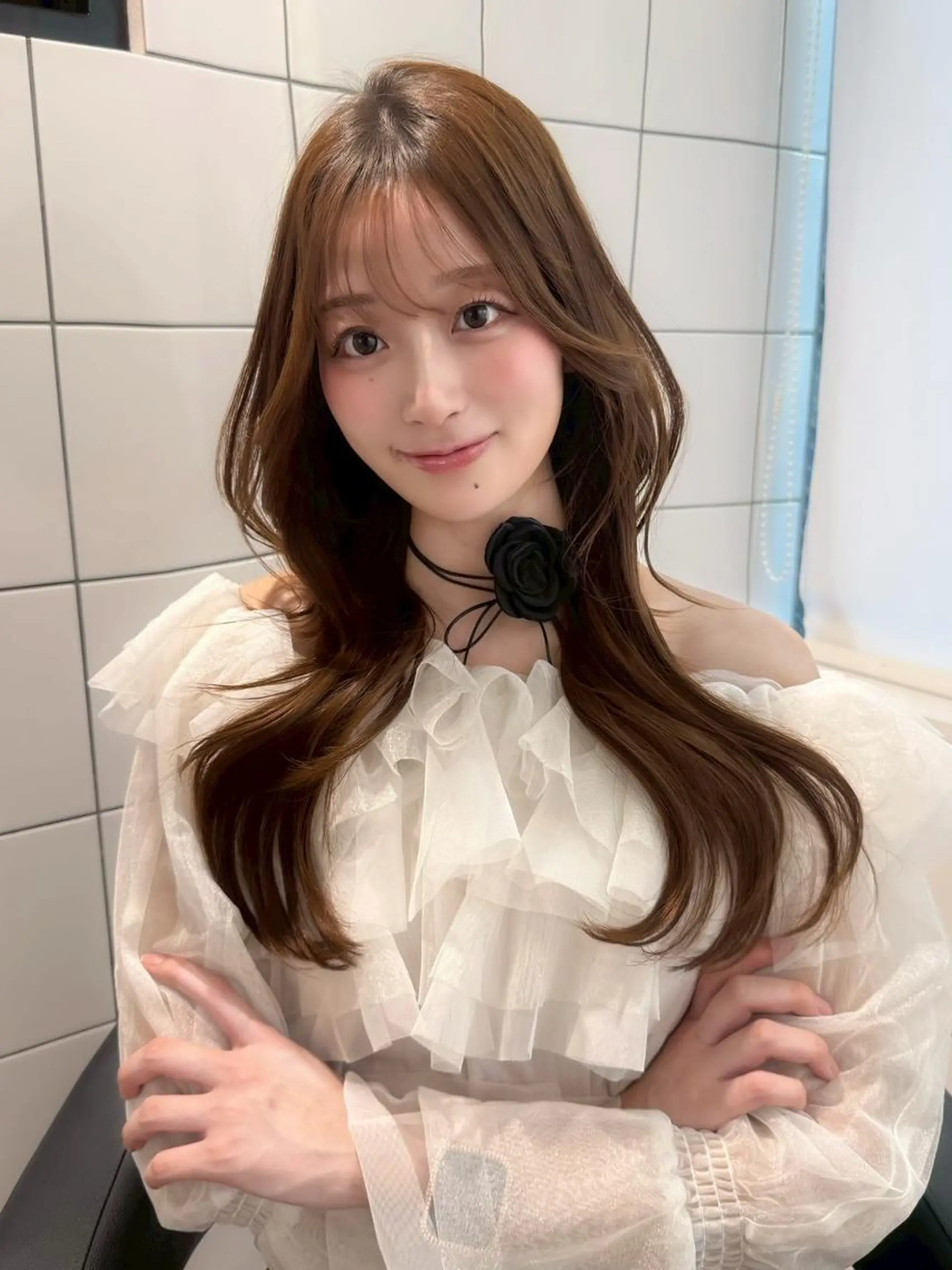 ミディアム カット ヘアカラー トリートメント ヘッドスパ ヘアセット トレンド×似合わせ 🤍艶モテヘア🤍のヘアスタイル