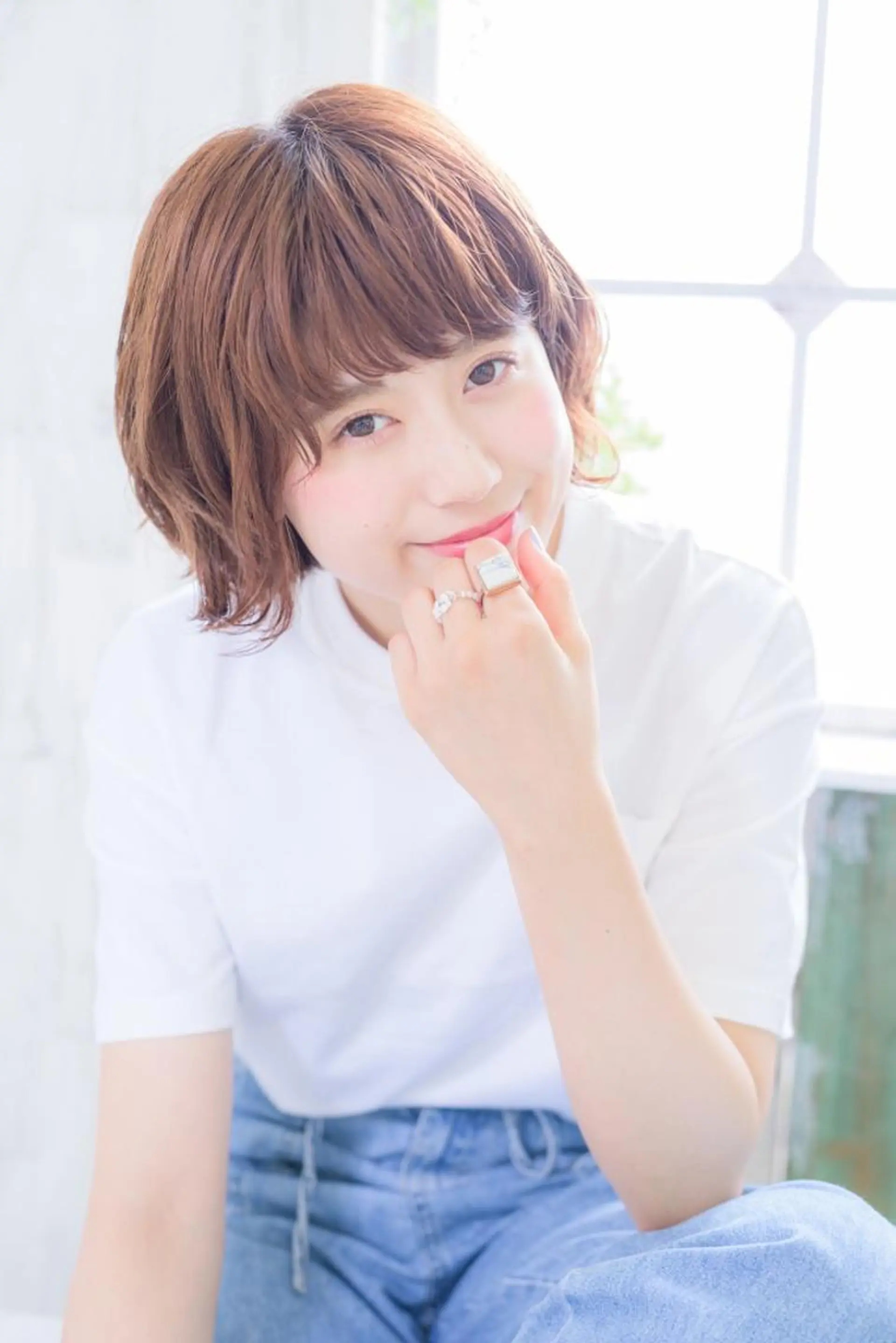 ショート ミディアム カラー パーマ ボブ 透明感・艶カラー/ 坂田友梨奈のヘアスタイル