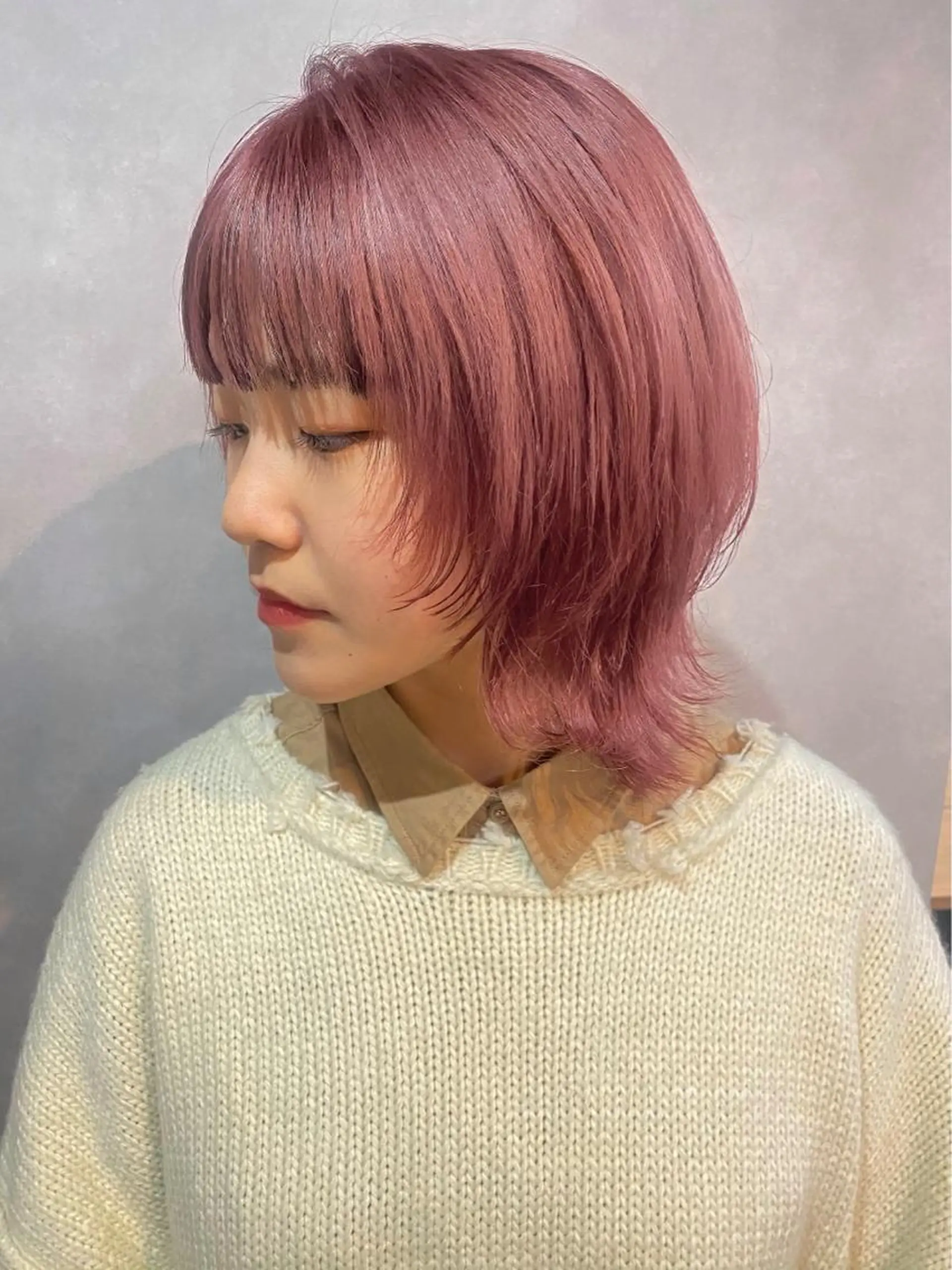 ミディアム くびれヘア ウルフカット ブリーチ/ハイトーン レイヤー/Maanaのヘアスタイル