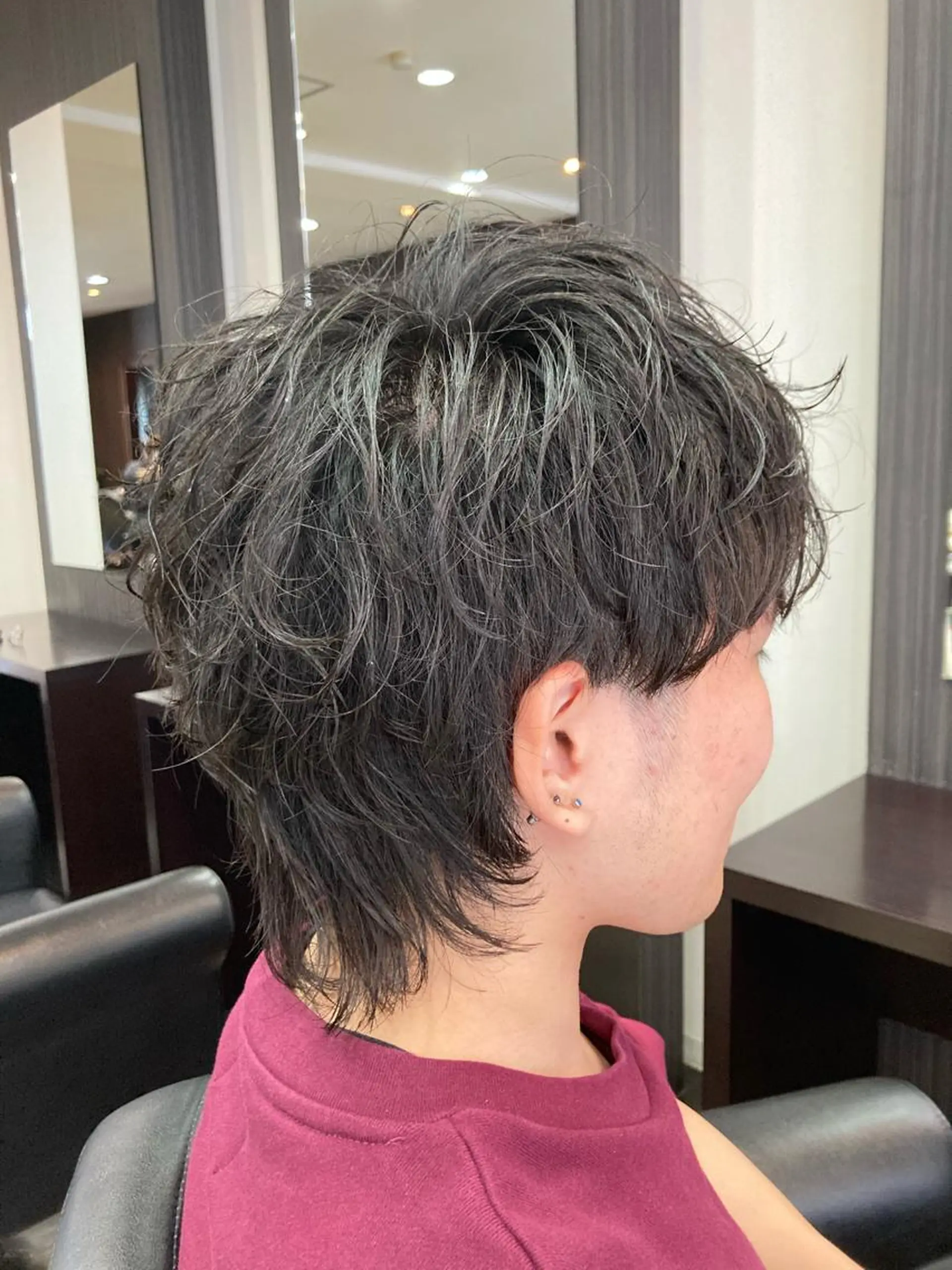 ショート パーマ メンズ マッシュウルフ マッシュ メンズウルフカット ウルフカット カット パーマ 前之園 ひかるのヘアスタイル