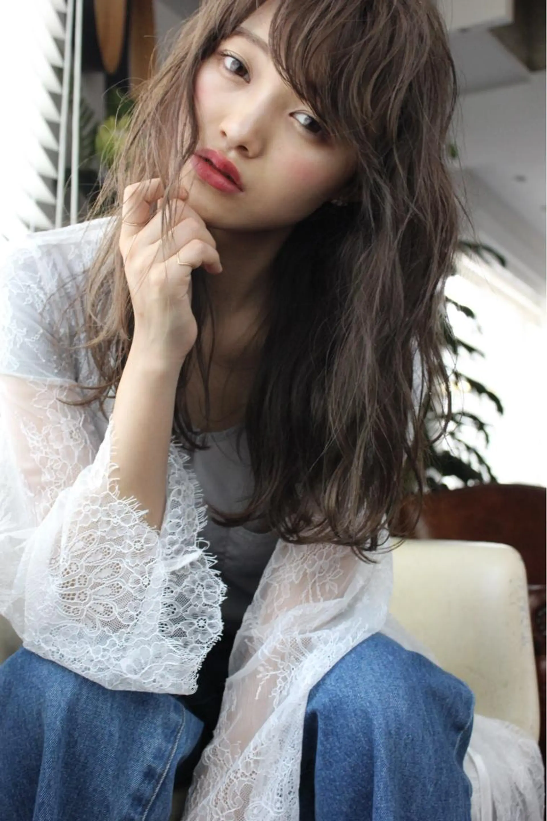 セミロング カラー ブリーチ ブリーチなしカラー 大西 直人のヘアスタイル