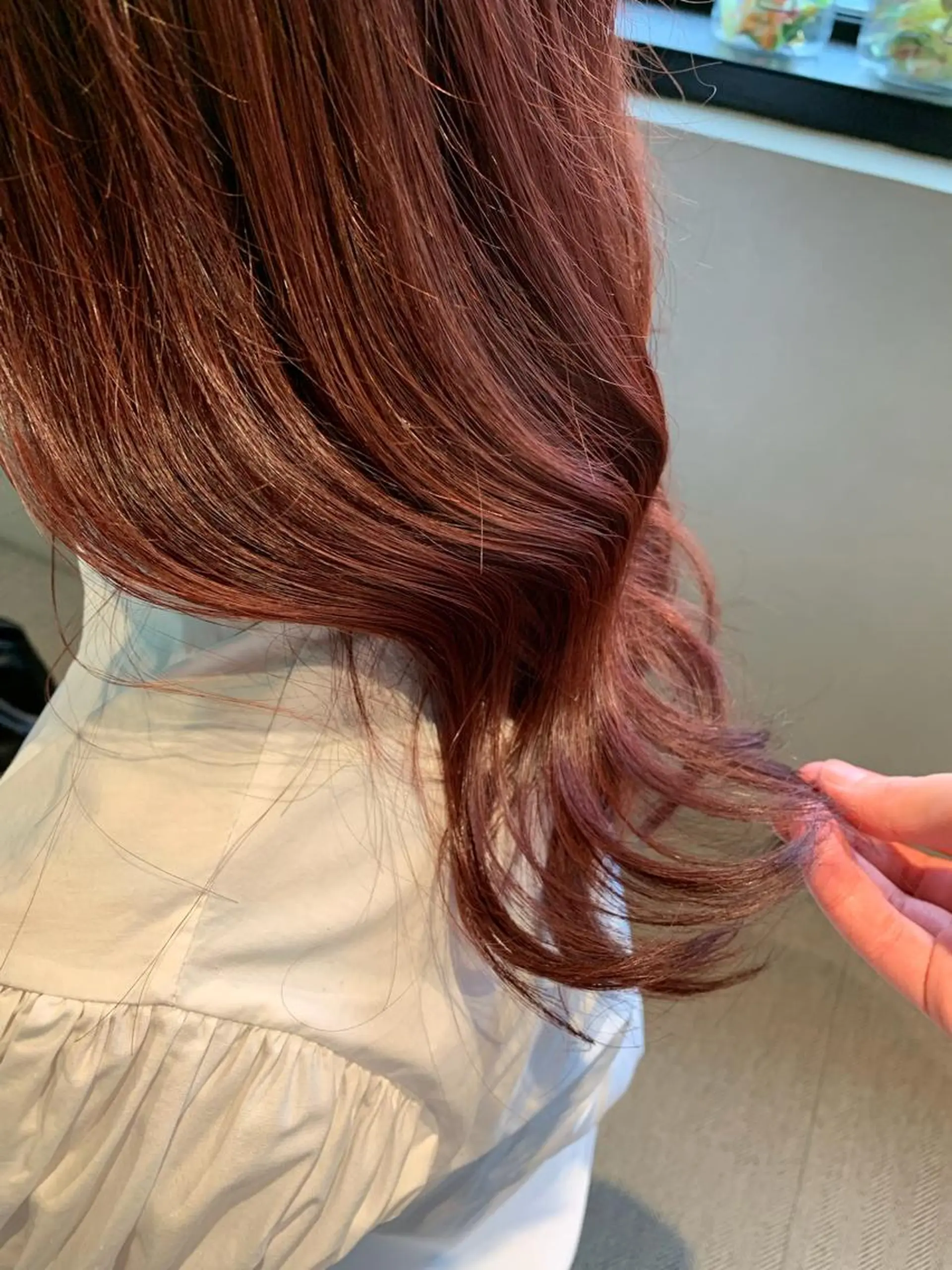 ミディアム カラー レッドカラー カット ヘアカラー トリートメント 齋藤 みさきのヘアスタイル
