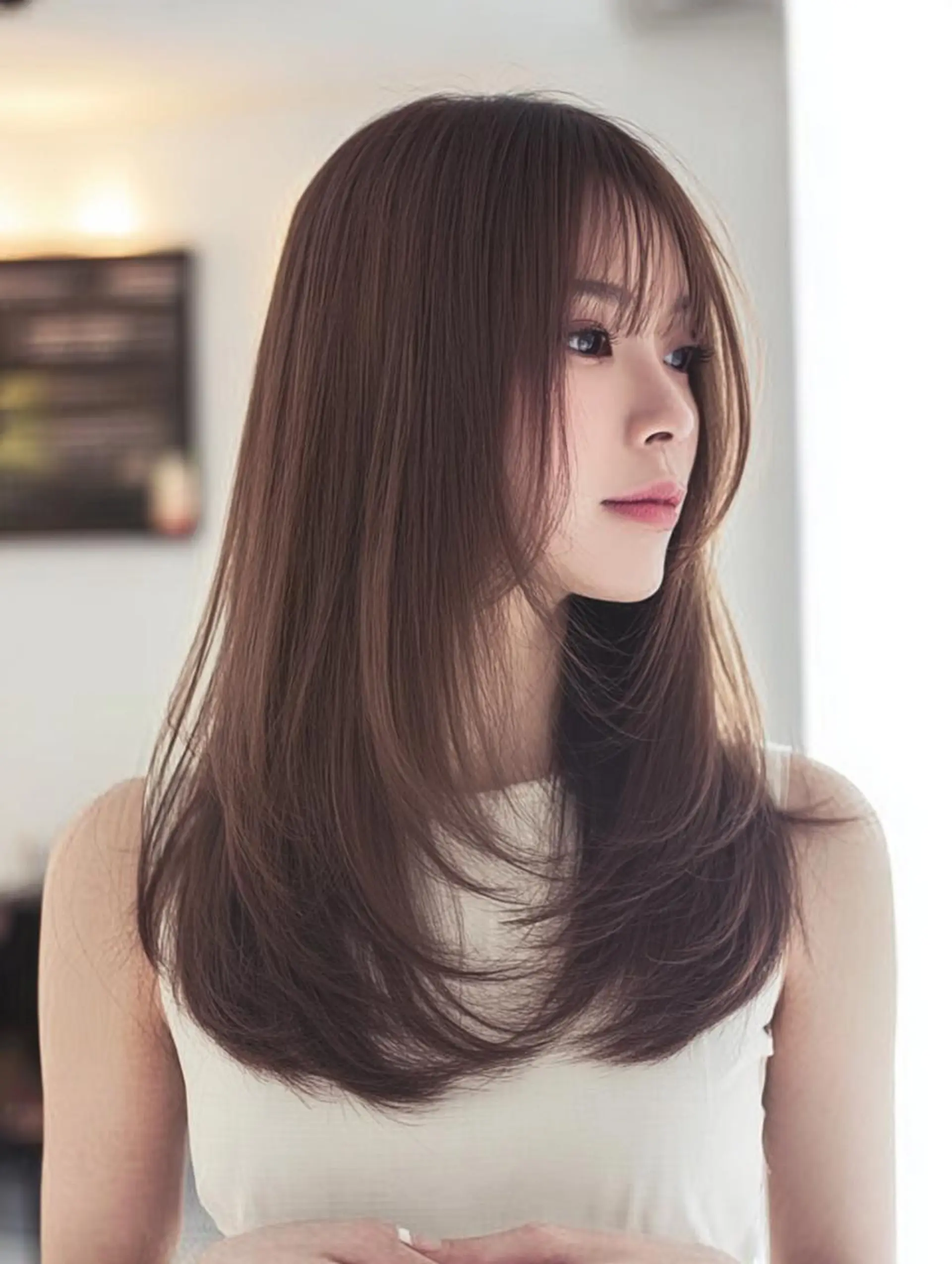 セミロング ハッシュカット 髪質改善 レイヤーカット 縮毛矯正 トリートメント カット ヘアカラー 縮毛矯正 トリートメント 生艶髪＆レイヤー🔔 渋谷お薦めNo.1✨のヘアスタイル