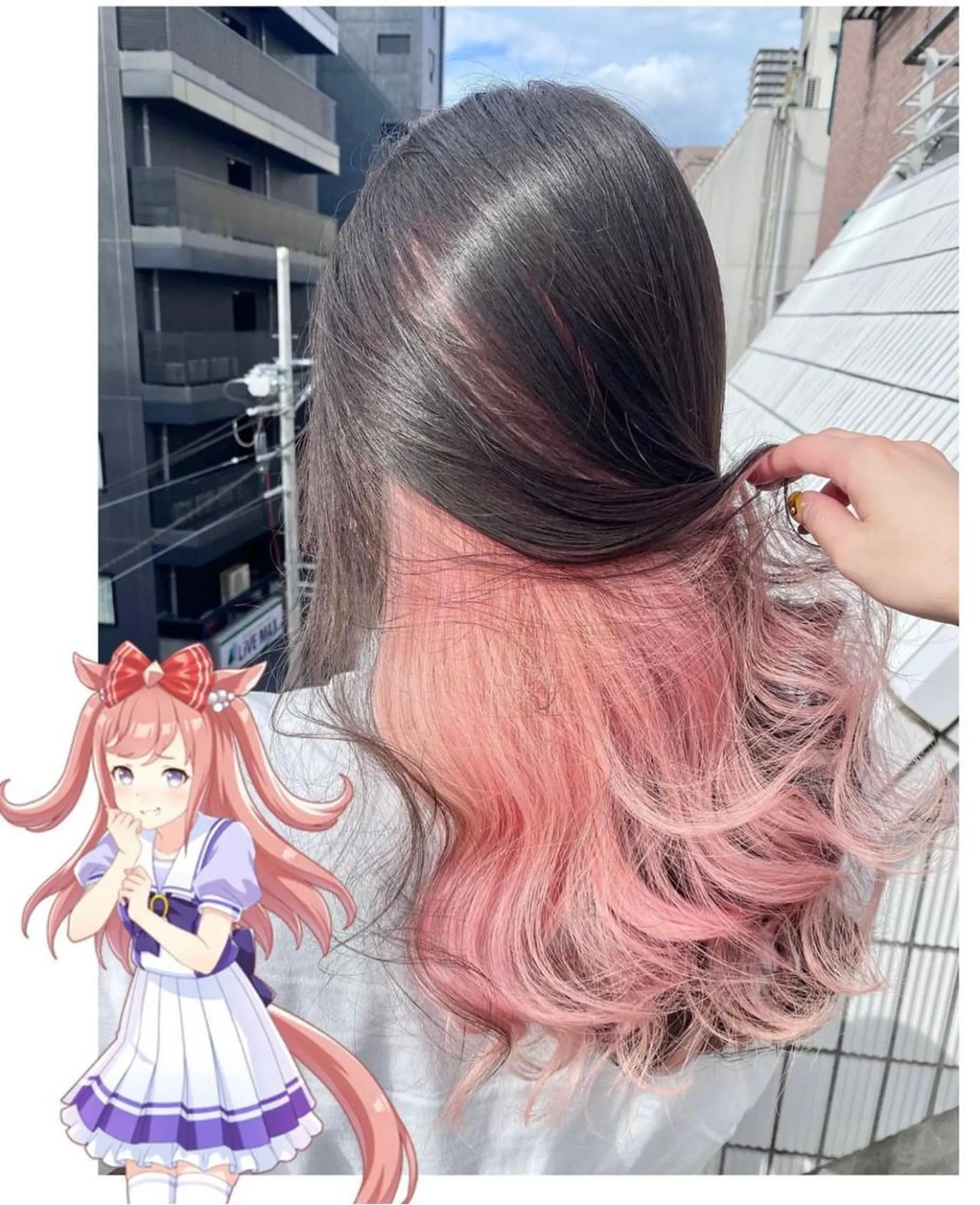セミロング カラー ブリーチ ピンクカラー TSUNO🦖 派手髪/オタク美容師のヘアスタイル