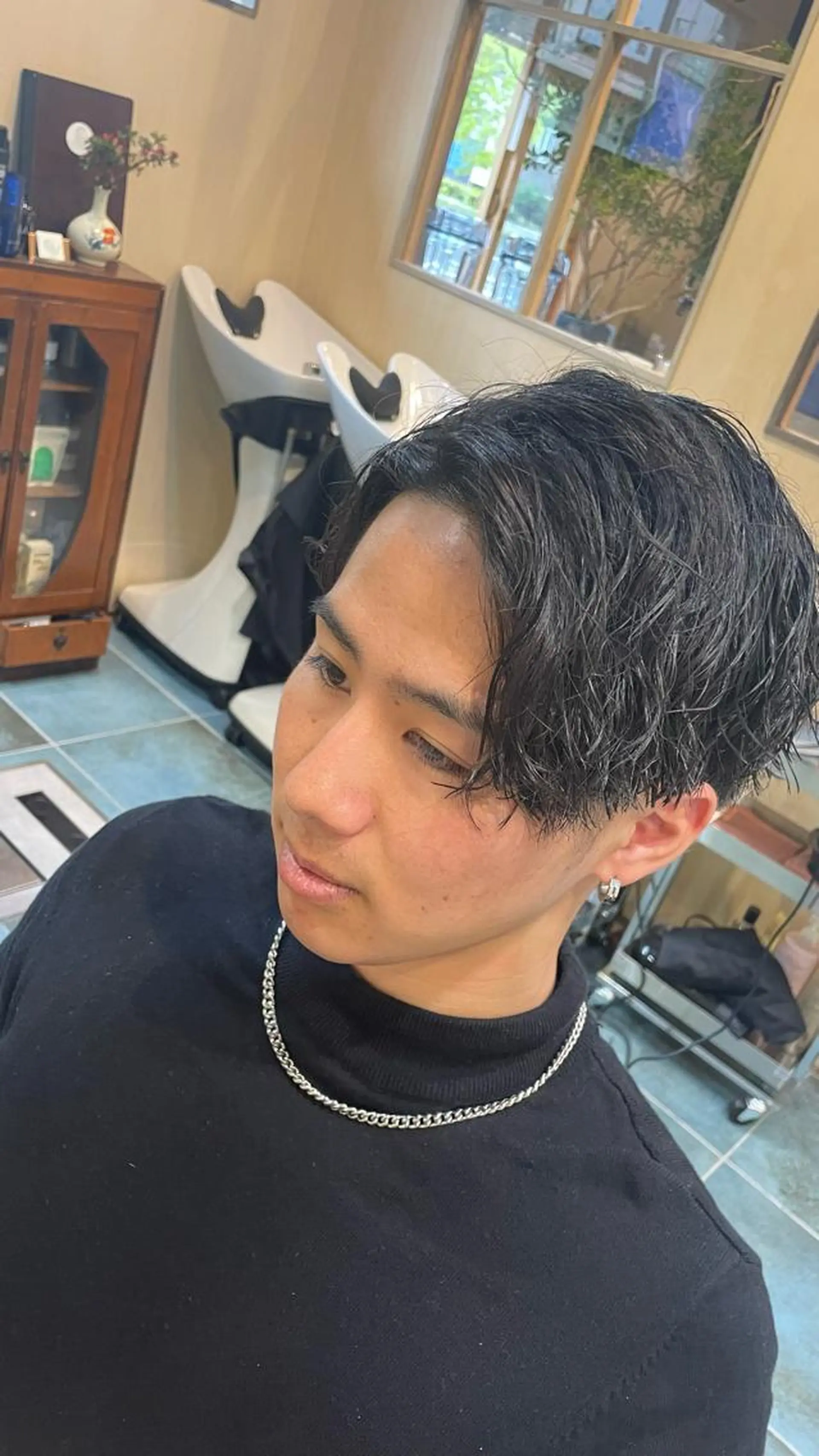 ミディアム パーマ メンズ ミディアムパーマ メンズパーマ メンズカット/パーマ 福島区SOSOのヘアスタイル