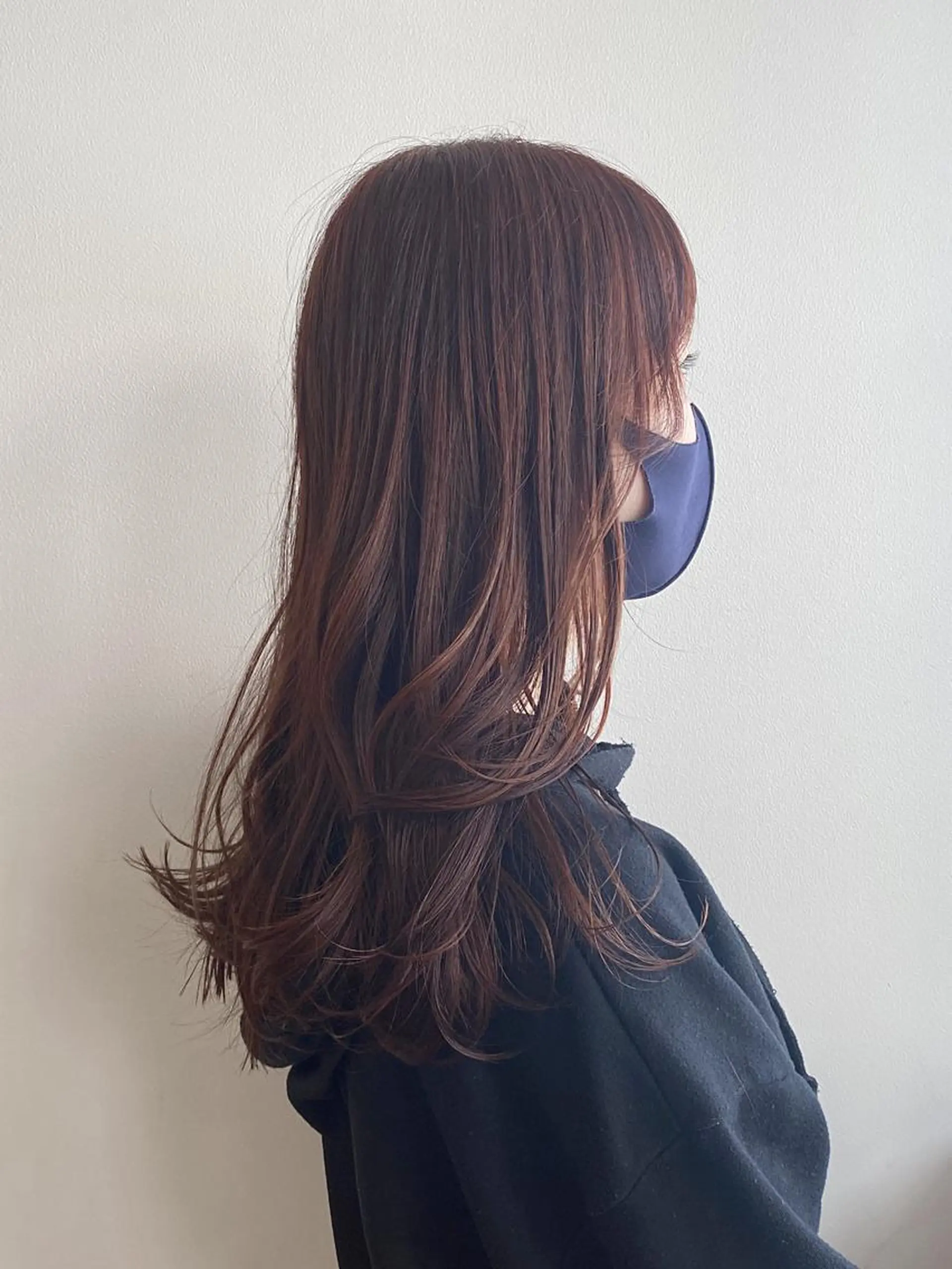 セミロング カラー ブラウンカラー ピンクカラー ピンクブラウン カット ヘアカラー RIKA韓国ヘア/く びれヘア/上品カラーのヘアスタイル