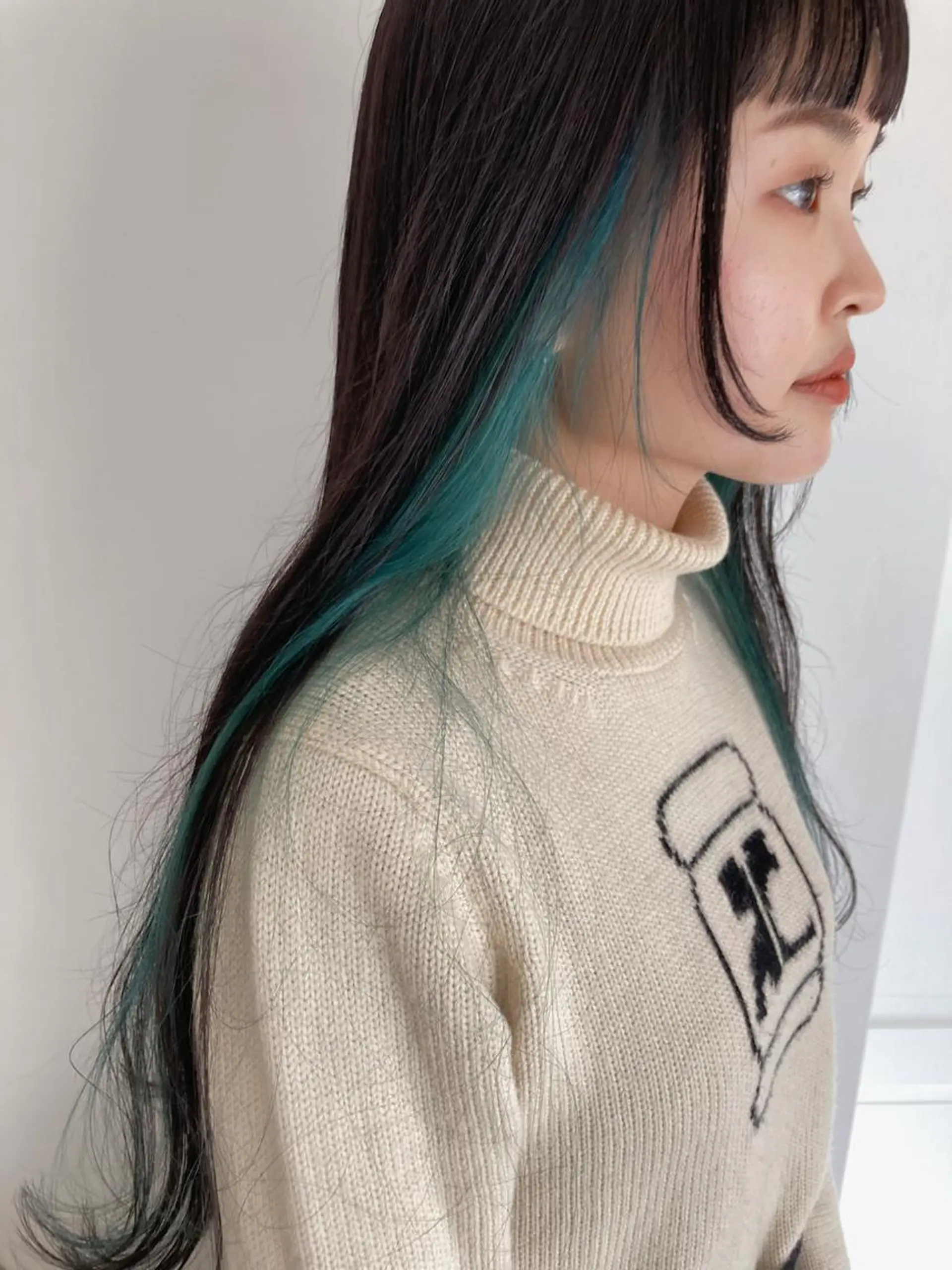 ロング カラー インナーカラー ミント お洒落ベージュ🤎 代官山shibukiのヘアスタイル