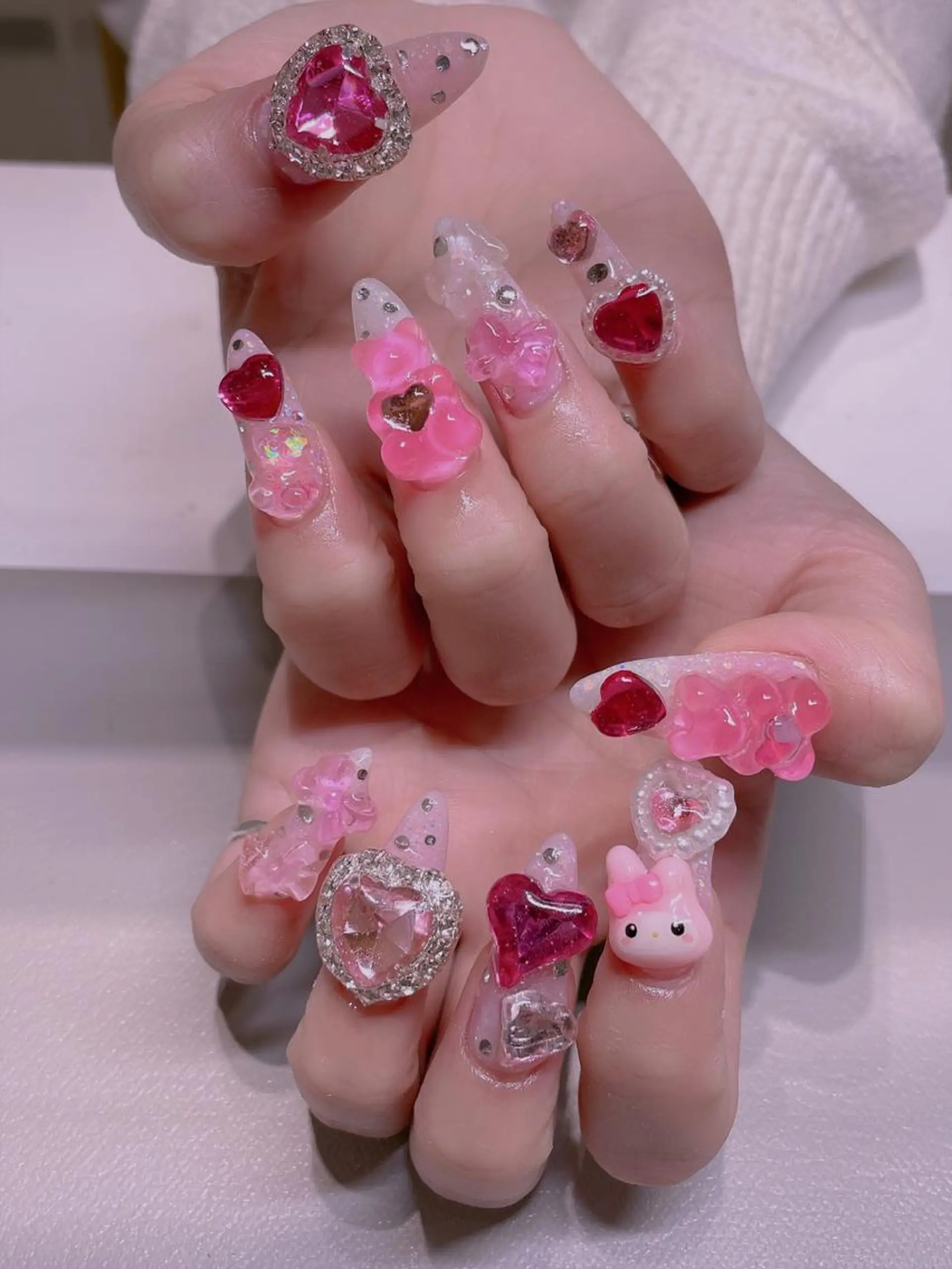 ネイル ストーンネイル 長さだし専門店 M2　rikaのネイルデザイン