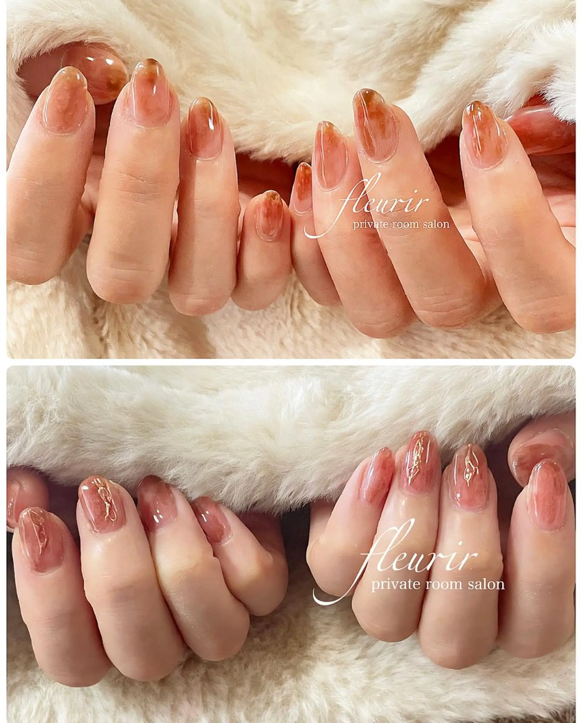 ネイル アートネイル ブラウン 長さ出し ジェルネイル ハードジェル フルリール 【プライベートサロンのネイルデザイン