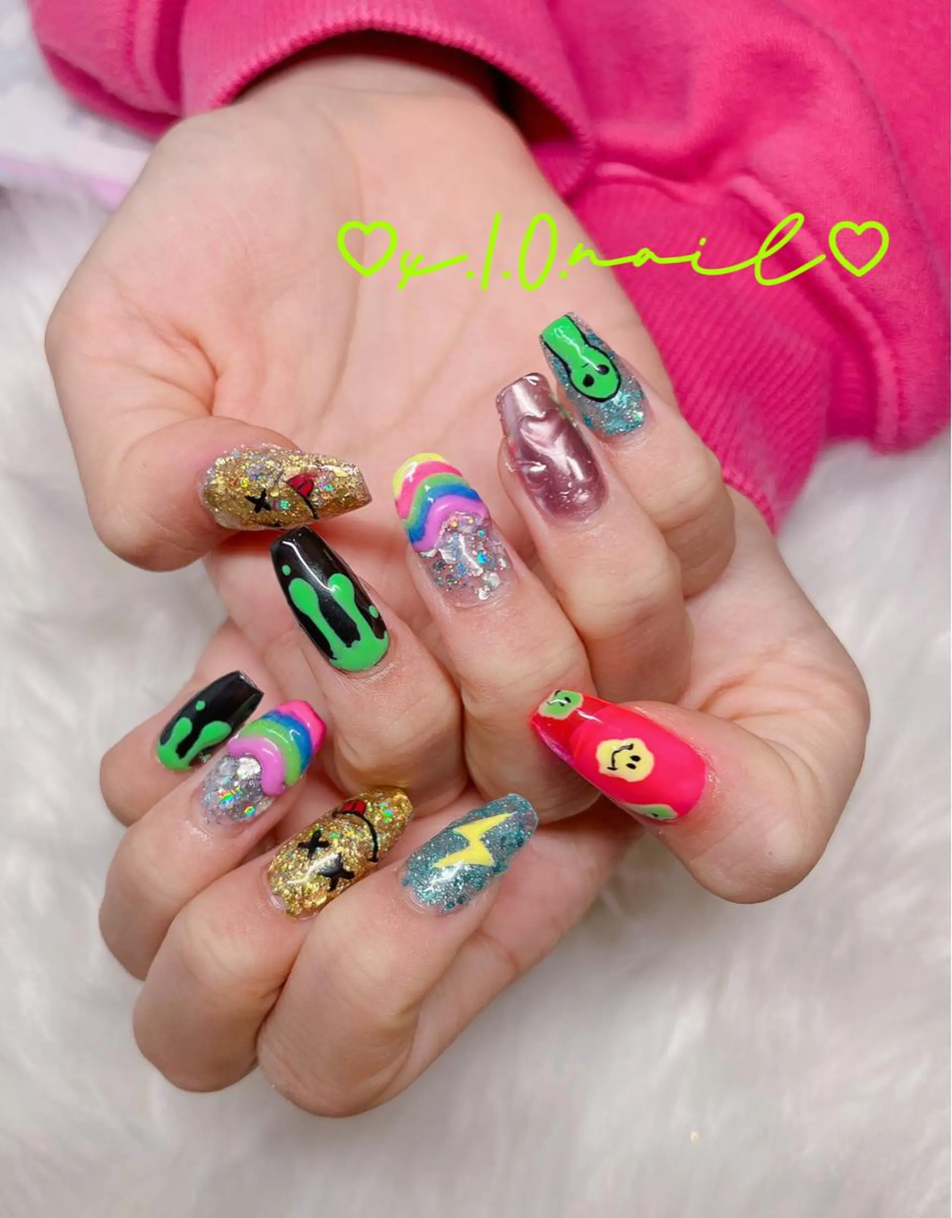 キッズ ネイル アニマル柄 アートネイル ニュアンスネイル ネイルチップ ハンドネイル x.1.0.nail ♡Cのネイルデザイン