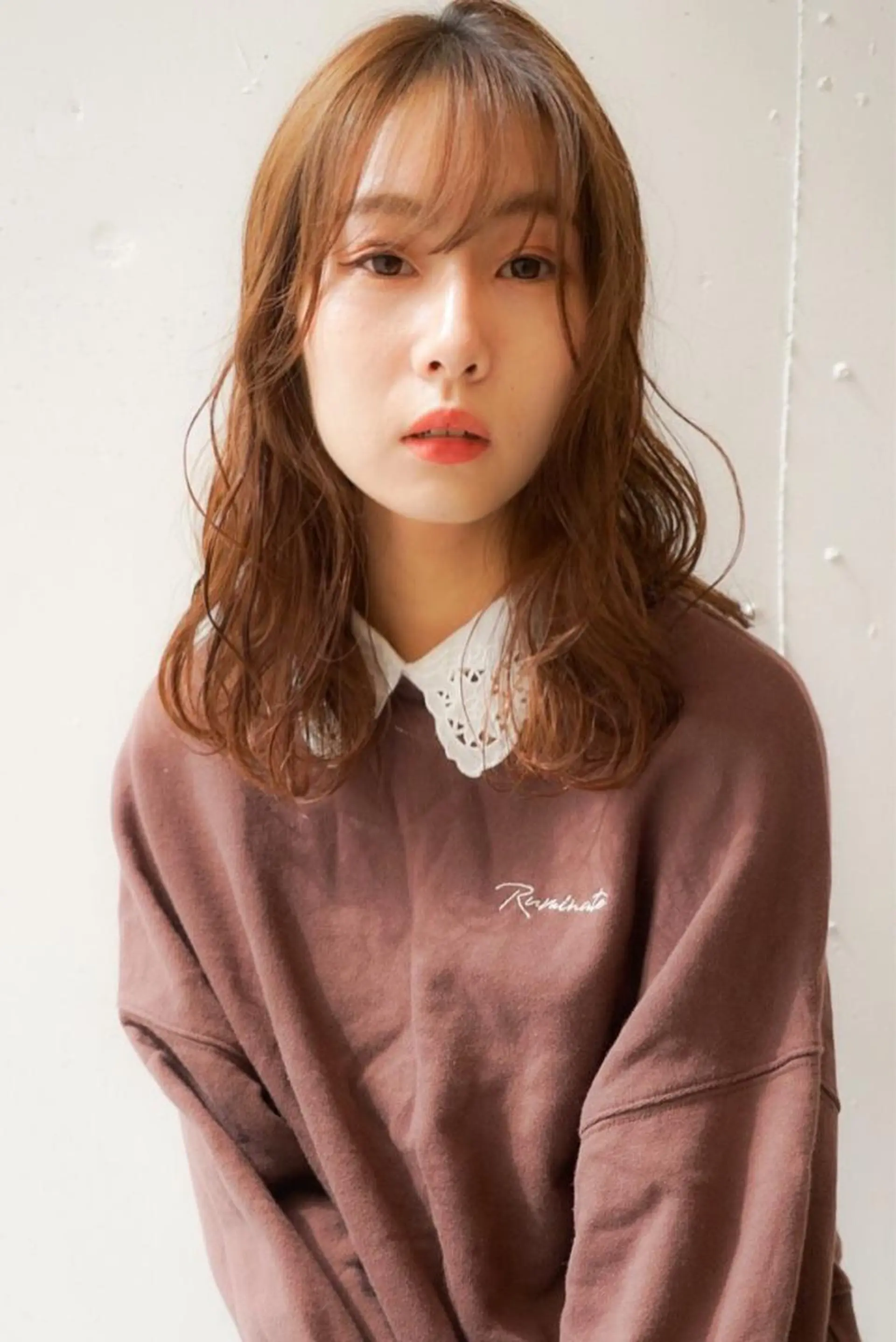 ミディアム カラー ベージュカラー レイヤーカット ローレイヤー ウルフカット レイヤーカット上柿のヘアスタイル