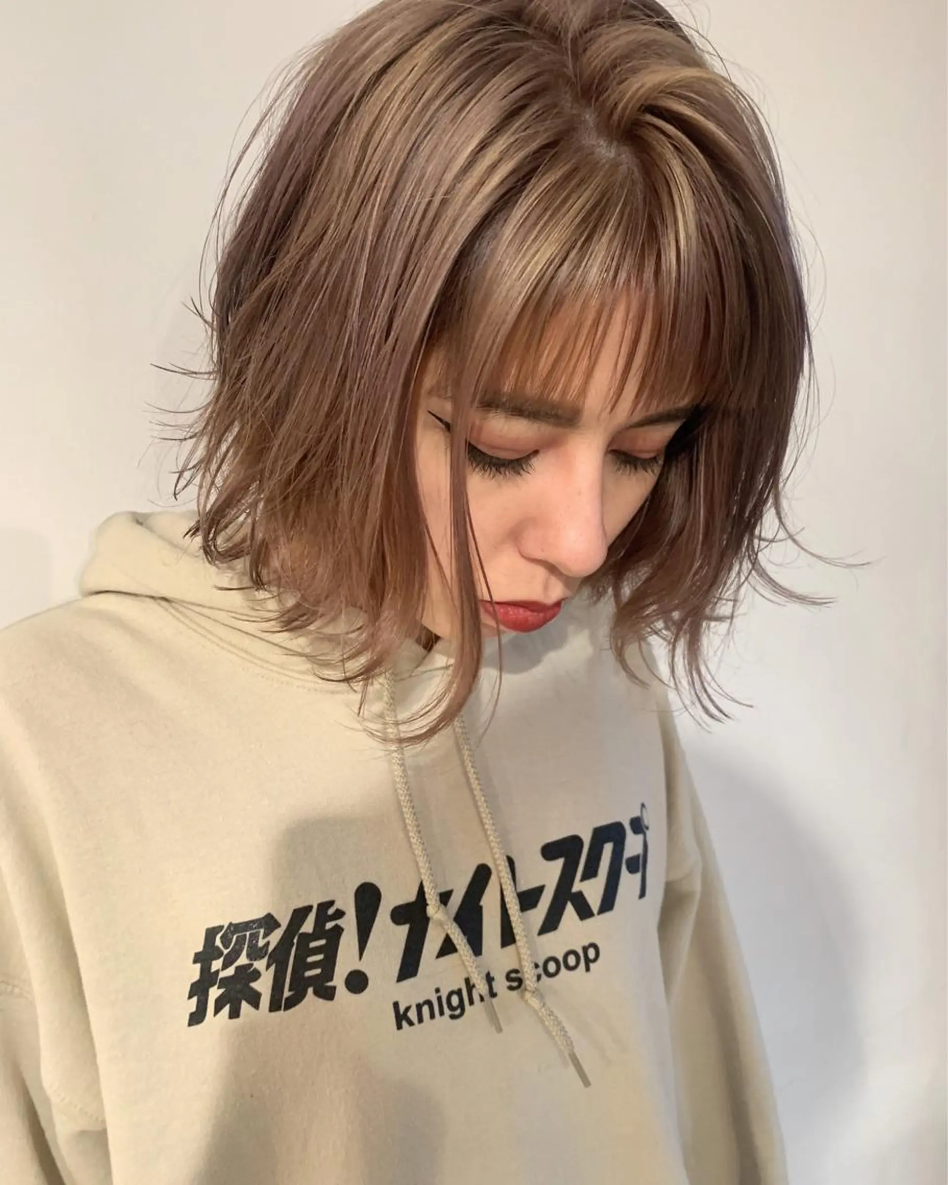 ミディアム カット ヘアカラー トリートメント ヘアセット ✨艶ブリーチカラー ✨四ノ宮裕己のヘアスタイル