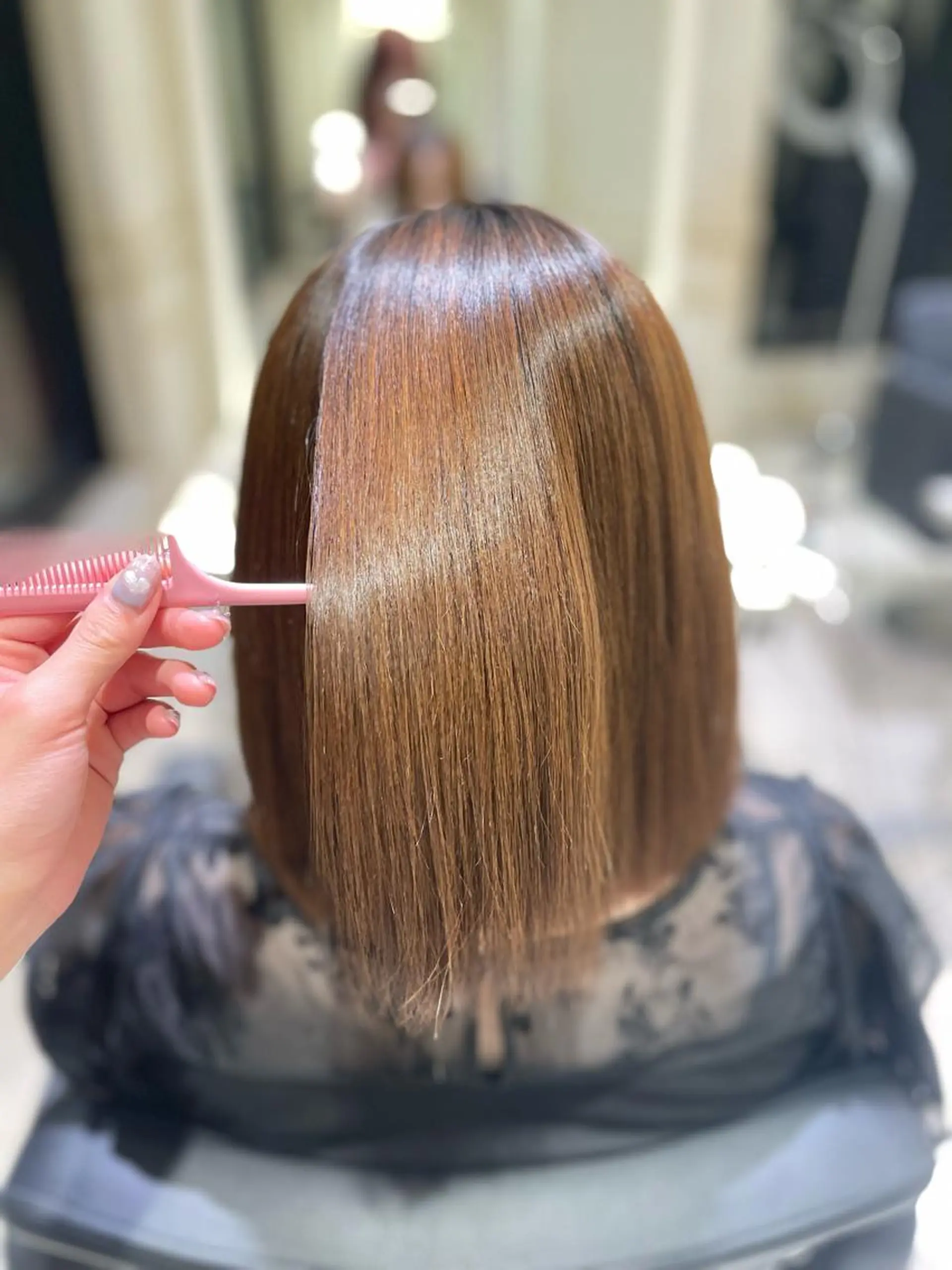 ミディアム 縮毛矯正 🌷ピンク/韓国風 暖色カラー ゆい🌷のヘアスタイル