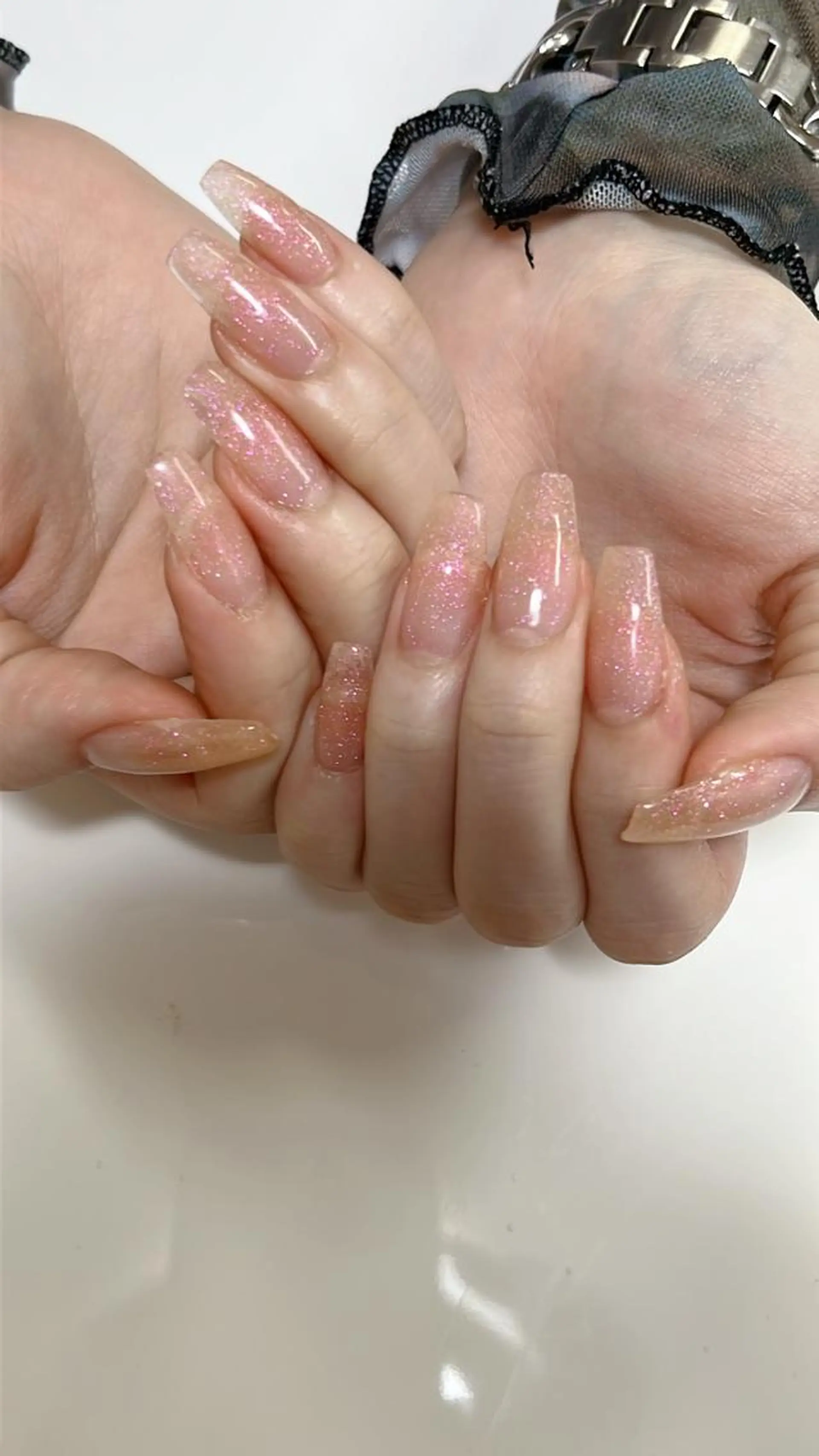 ネイル ラメ(グリッター) ピンク plaisir プレジールネイルのネイルデザイン