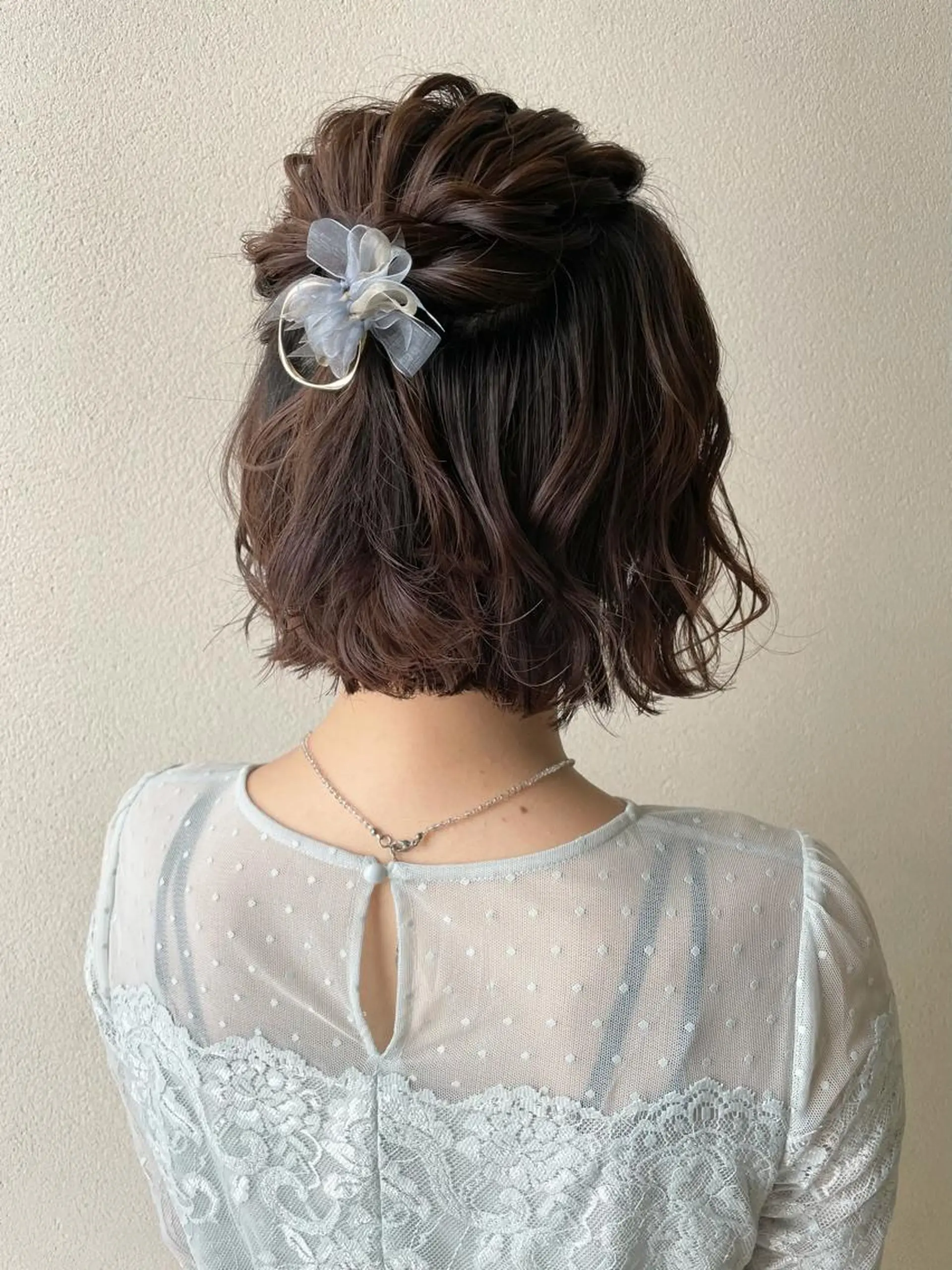 ミディアム ヘアアレンジ ハーフアップ 結婚式・ブライダル ボブ ヘアセット 沢田 瞳のヘアスタイル