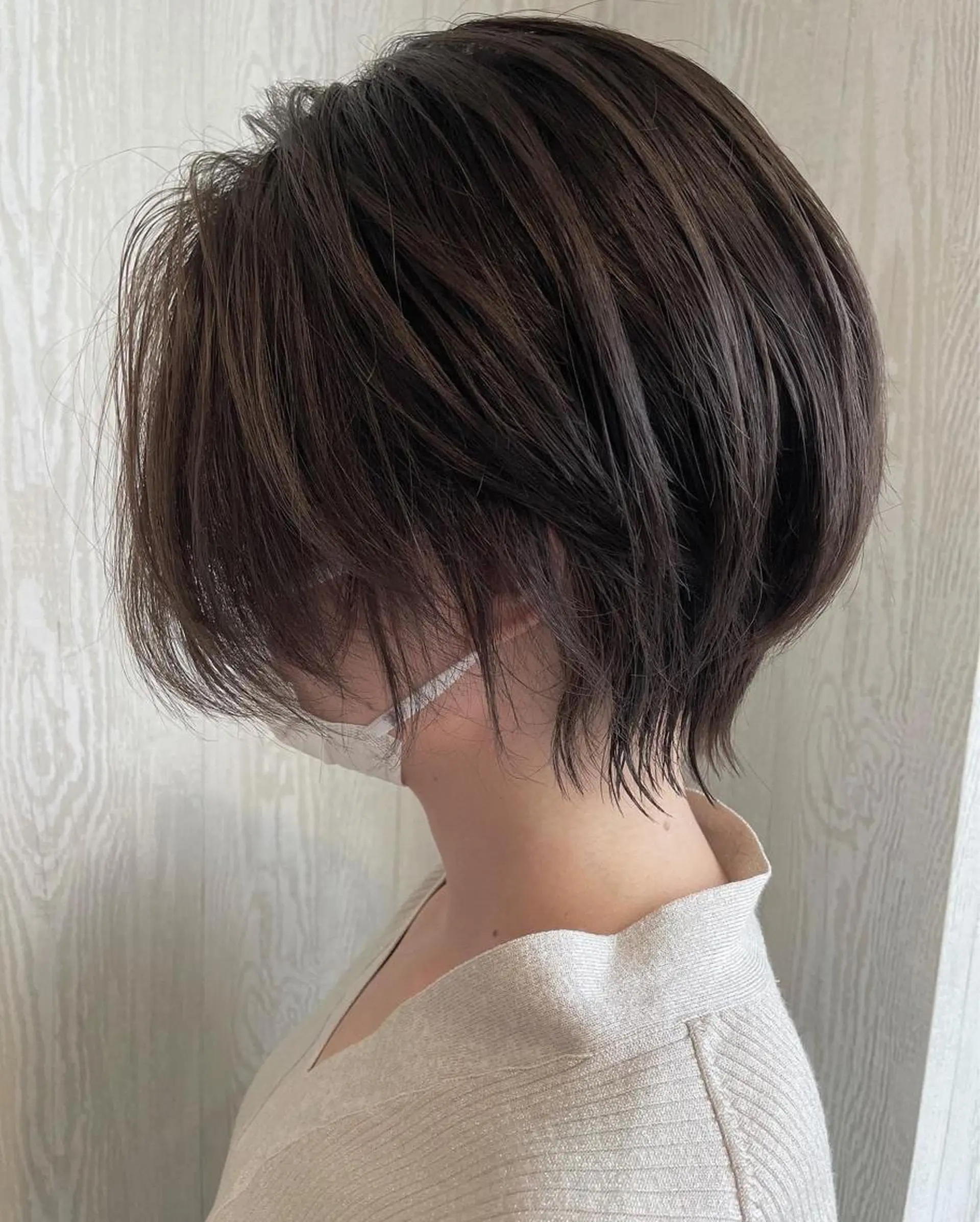 ショート カラー アッシュ 透明感カラー ダークグレー ダークグレージュ グレージュ カット ヘアカラー トリートメント 河合秀明/ショート /ボブ/レイヤーのヘアスタイル