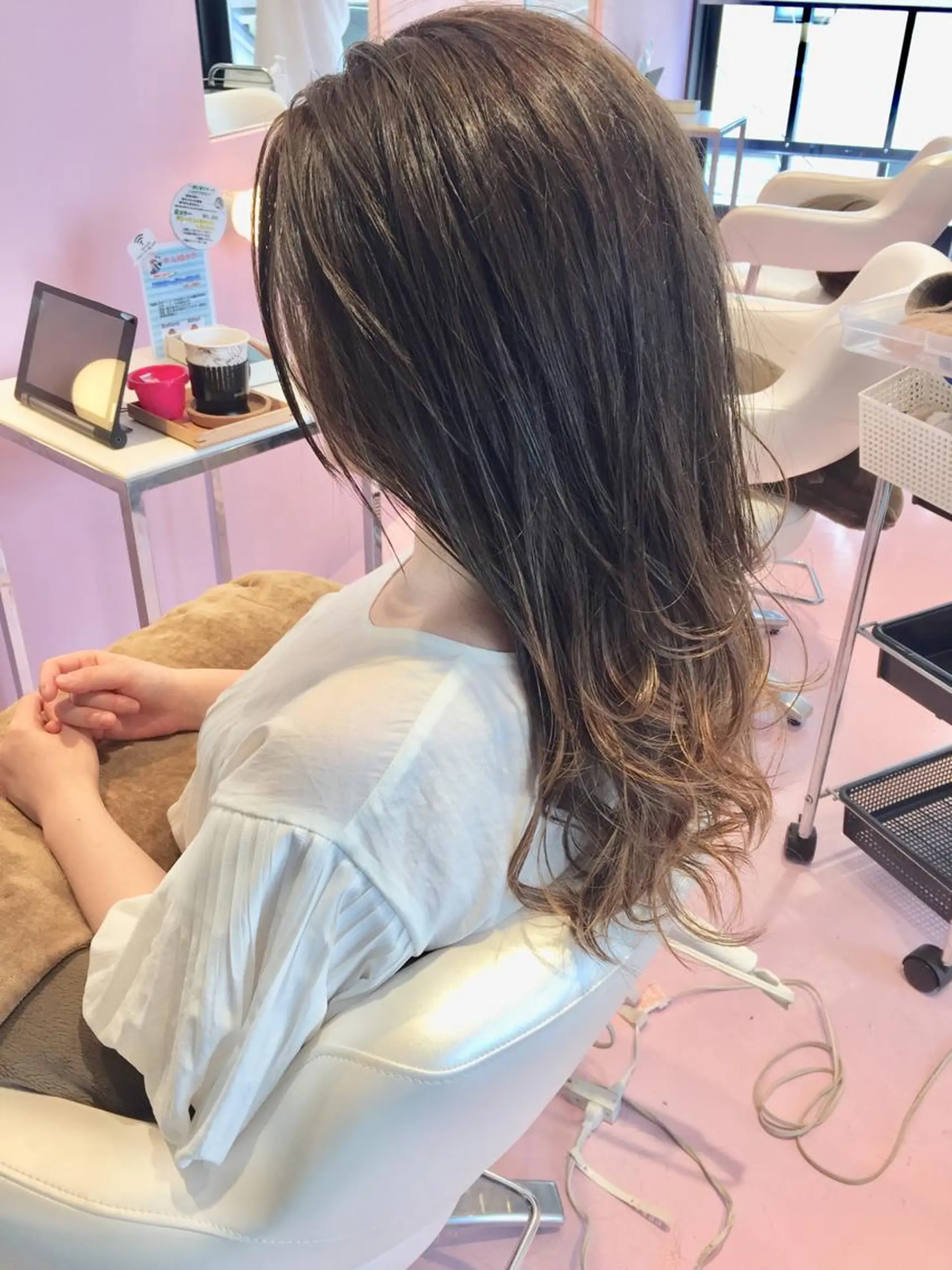 セミロング アッシュ レイヤーカット カット ヘアカラー トリートメント 所渉/韓国レイヤー /ウルフカットのヘアスタイル