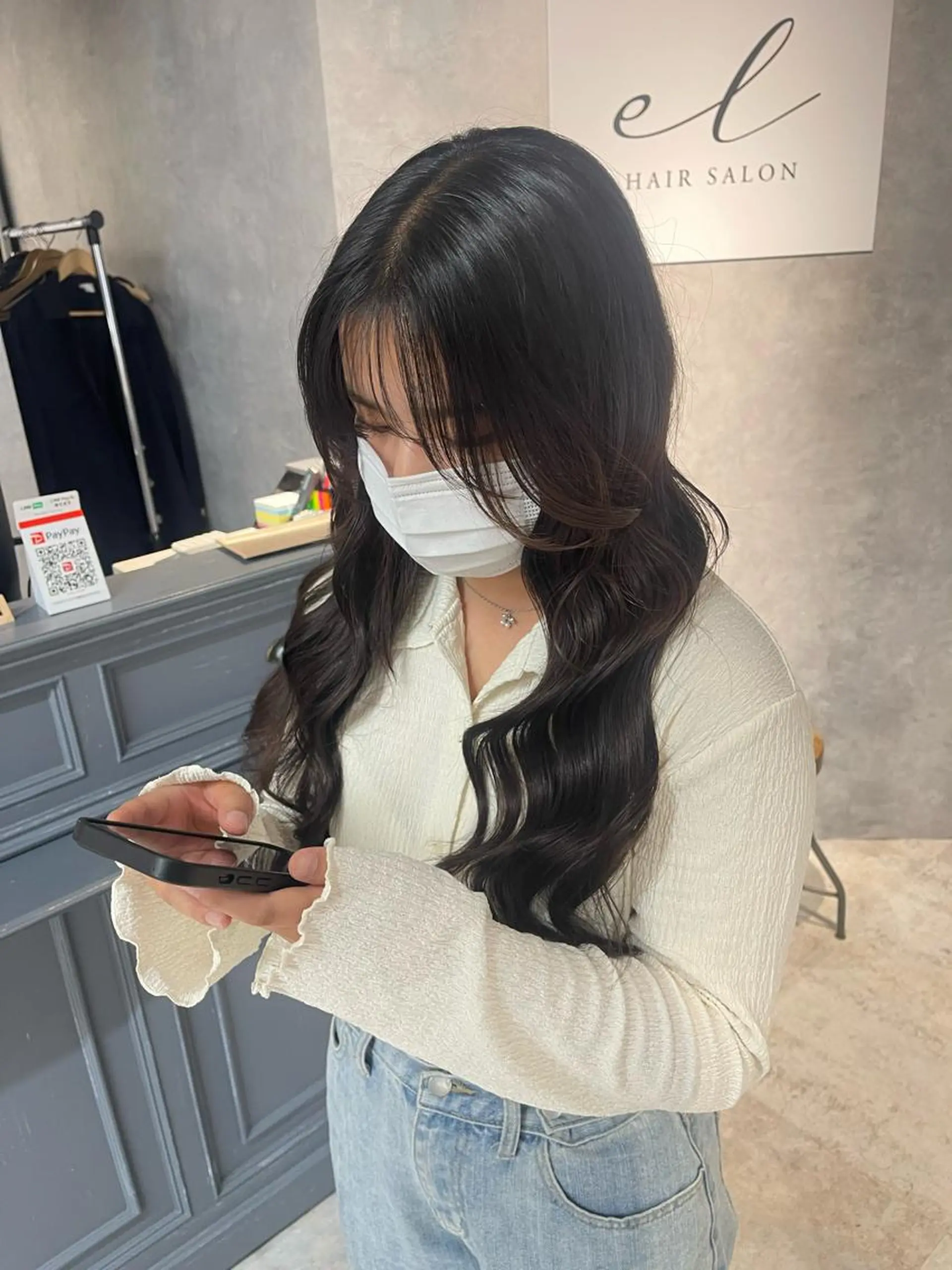 ロング ハイライト 髪質改善 エクステ 福西 洋斗のヘアスタイル