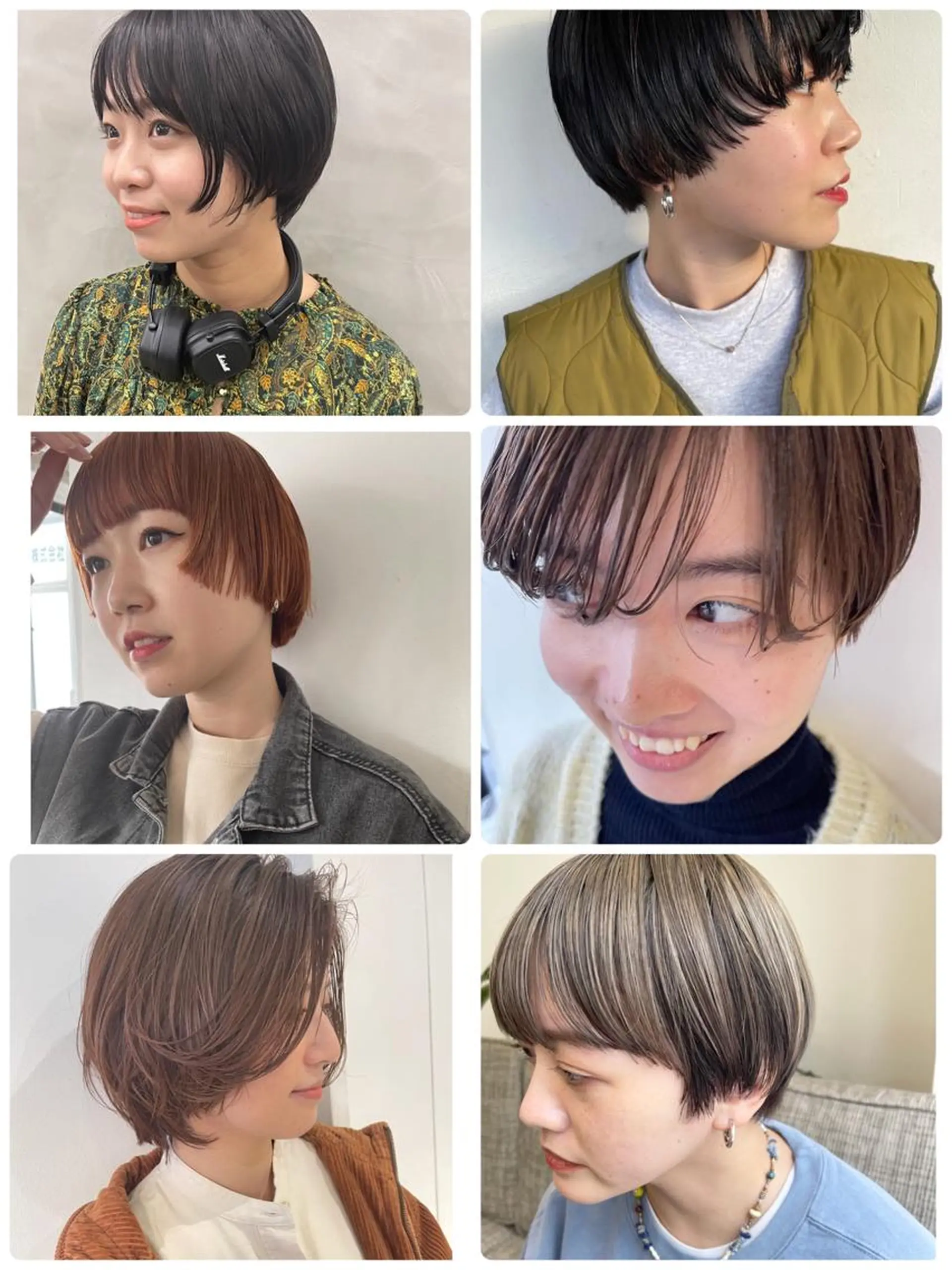 ショート カット ヘアカラー トリートメント 💓パーマ，💗 レイヤーカットのヘアスタイル