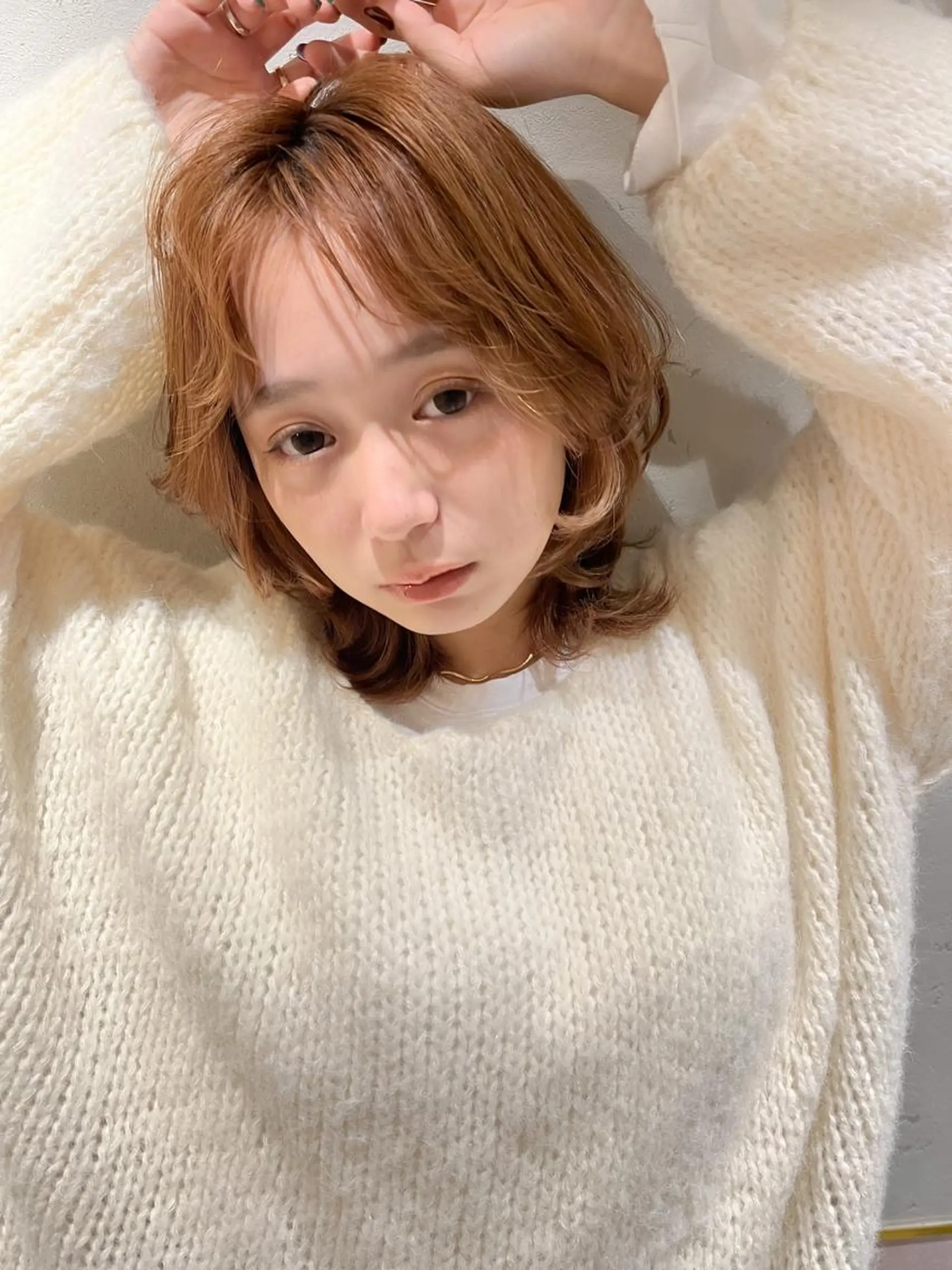 ミディアム カラー 顔周りカット カット トリートメント 透明感カラー│ レイヤーヘア中居美樹のヘアスタイル