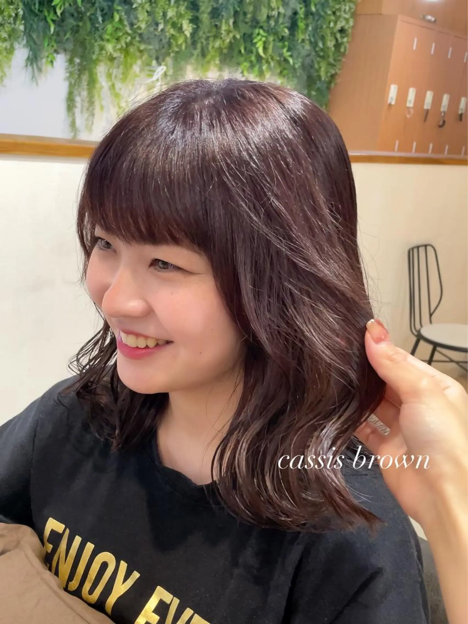 ミディアム カラー ブラウンカラー カシス ヘアカラー レイヤー/顔まわり /亀戸錦糸町/なつきのヘアスタイル