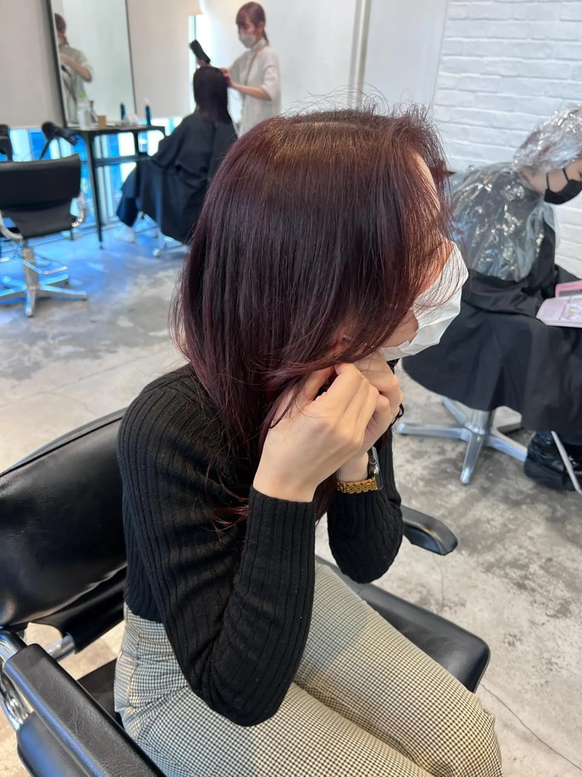 ロング カラー ヘアアレンジ ブラウンカラー ピンクカラー ピンクブラウン ヘアカラー トリートメント 天神レイヤーカット No.1💖マユカのヘアスタイル