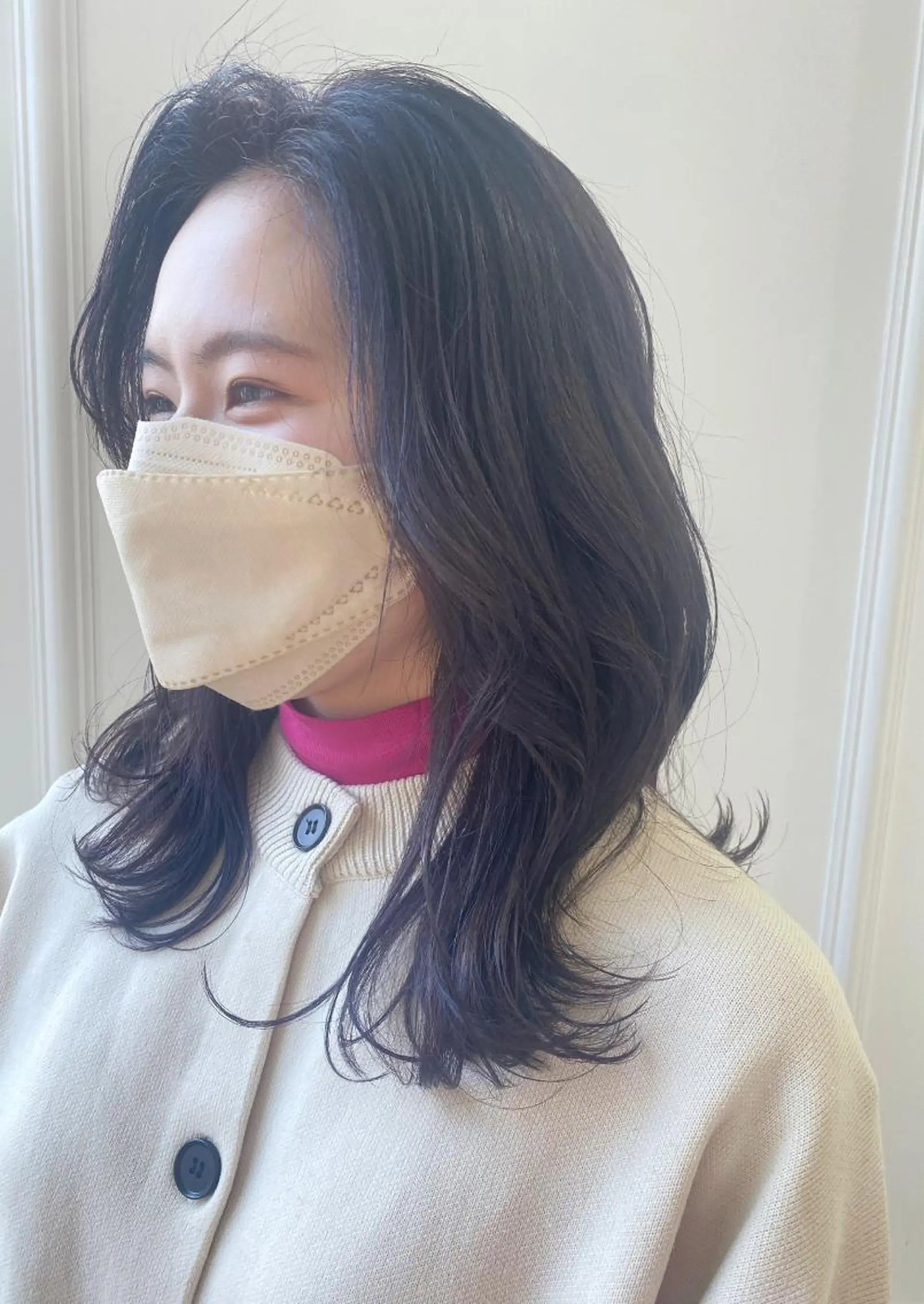 セミロング カラー イルミナカラー ラベンダーカラー カット ヘアカラー 小顔レイヤー/ ベージュ🤍Rieのヘアスタイル