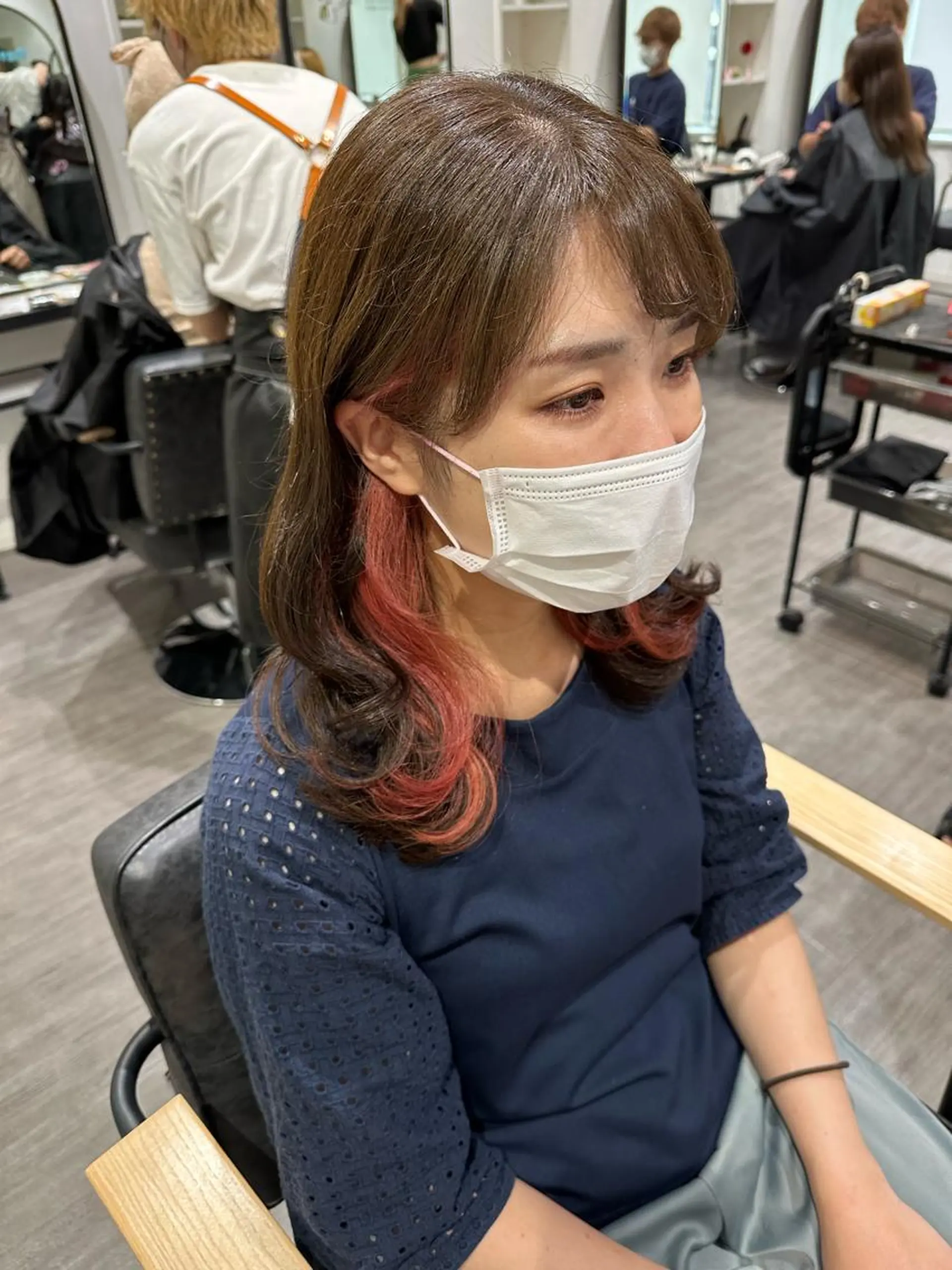 ミディアム カラー ピンクカラー 艶髪レイヤー上田 紗也🇰🇷💗のヘアスタイル