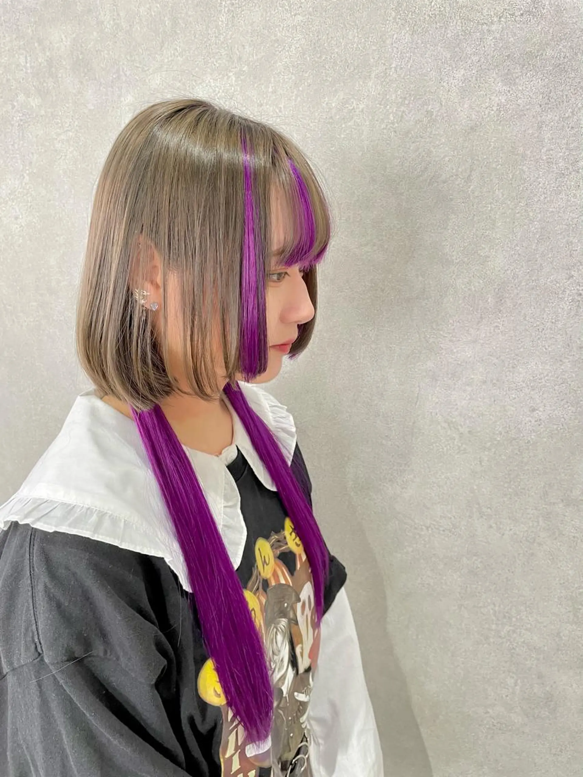 ショート ヘアアレンジ 編み込みエクステ シールエクステ パープルカラー ボブ エクステ カット シェアサロン〜糸ito〜所属・Hiro ヒロのヘアスタイル