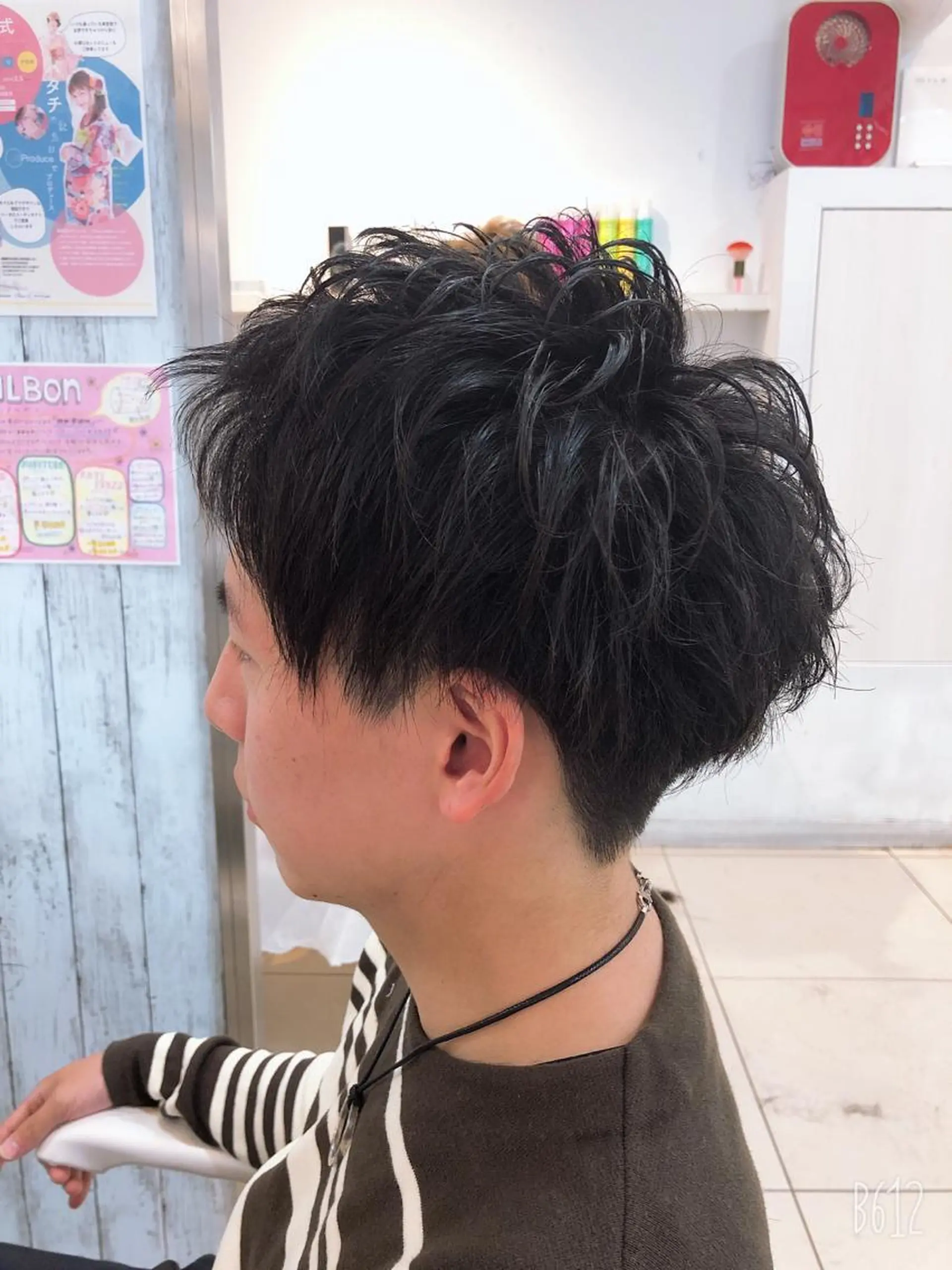 ショート パーマ メンズ 髪質改善× 白髪ぼかし溝江のヘアスタイル