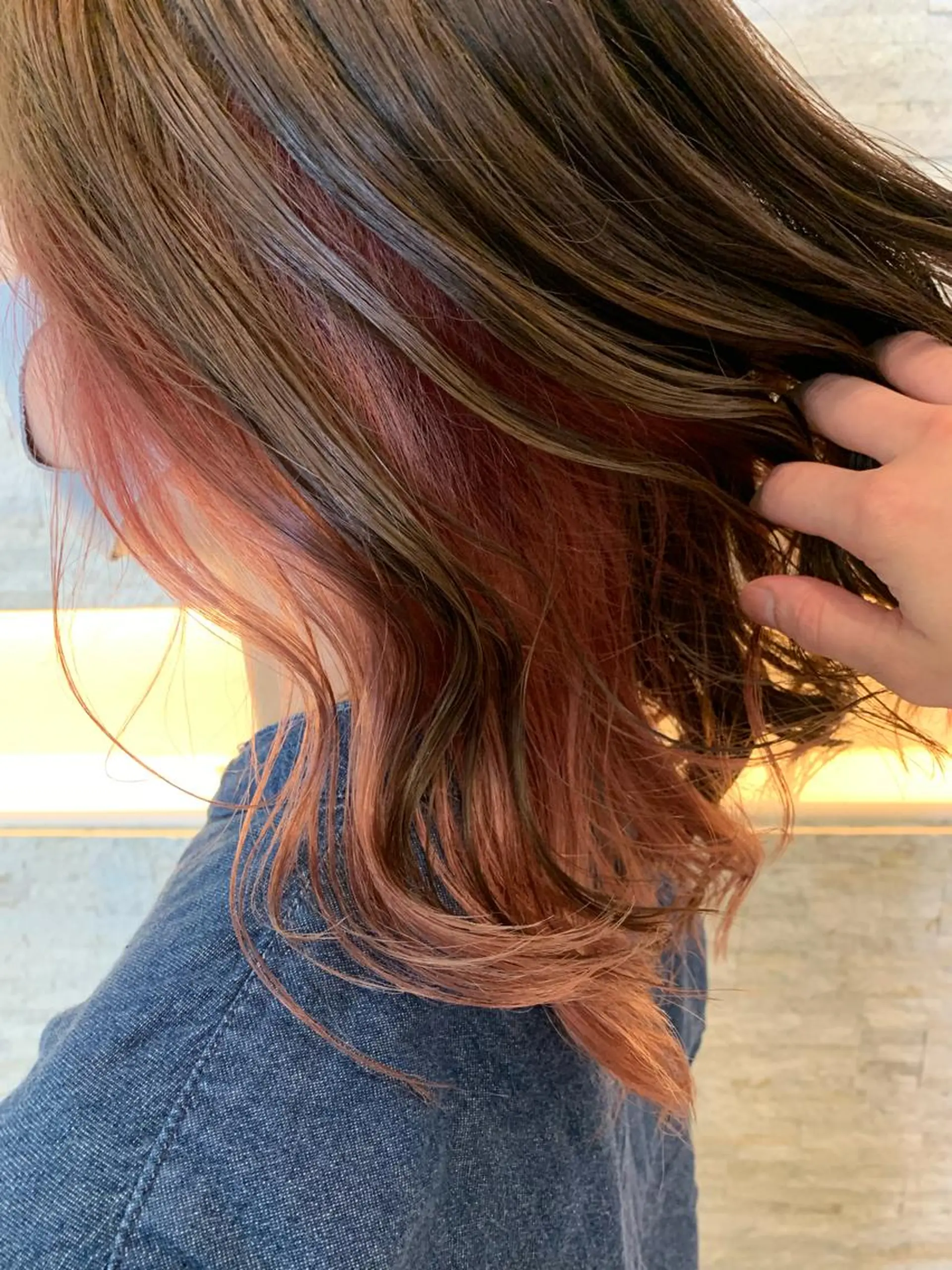 セミロング カラー ヘアアレンジ ベージュカラー オレンジ オレンジピンク ピンクカラー 🔶似合わせセンター パート/ヤス🔶のヘアスタイル