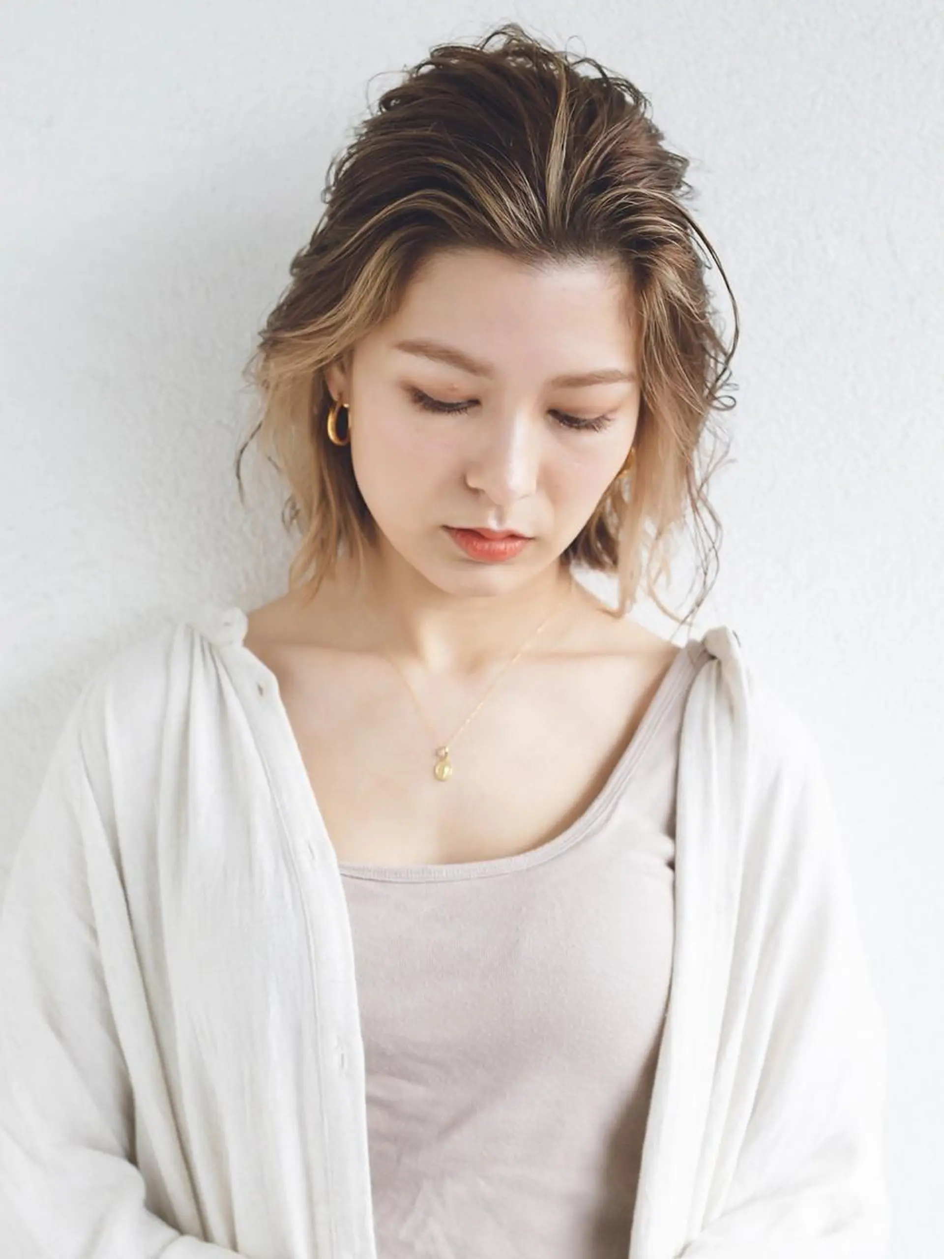 ミディアム 柳下 涼のヘアスタイル