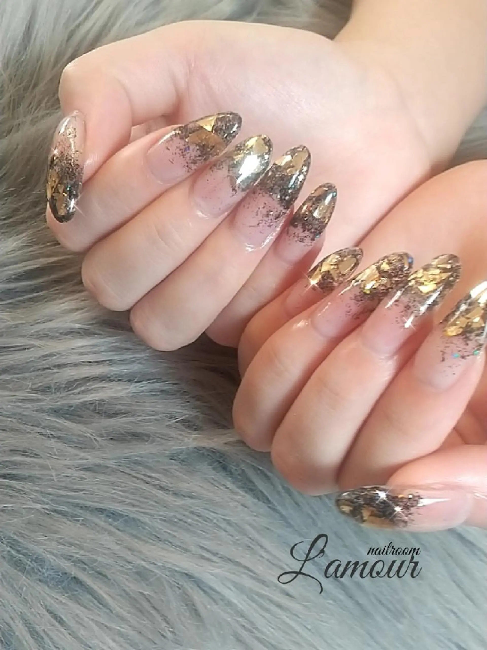 ネイル ラメ(グリッター) ラメグラデーション スカルプネイル ハンドネイル L'amour 吹田市のネイルデザイン