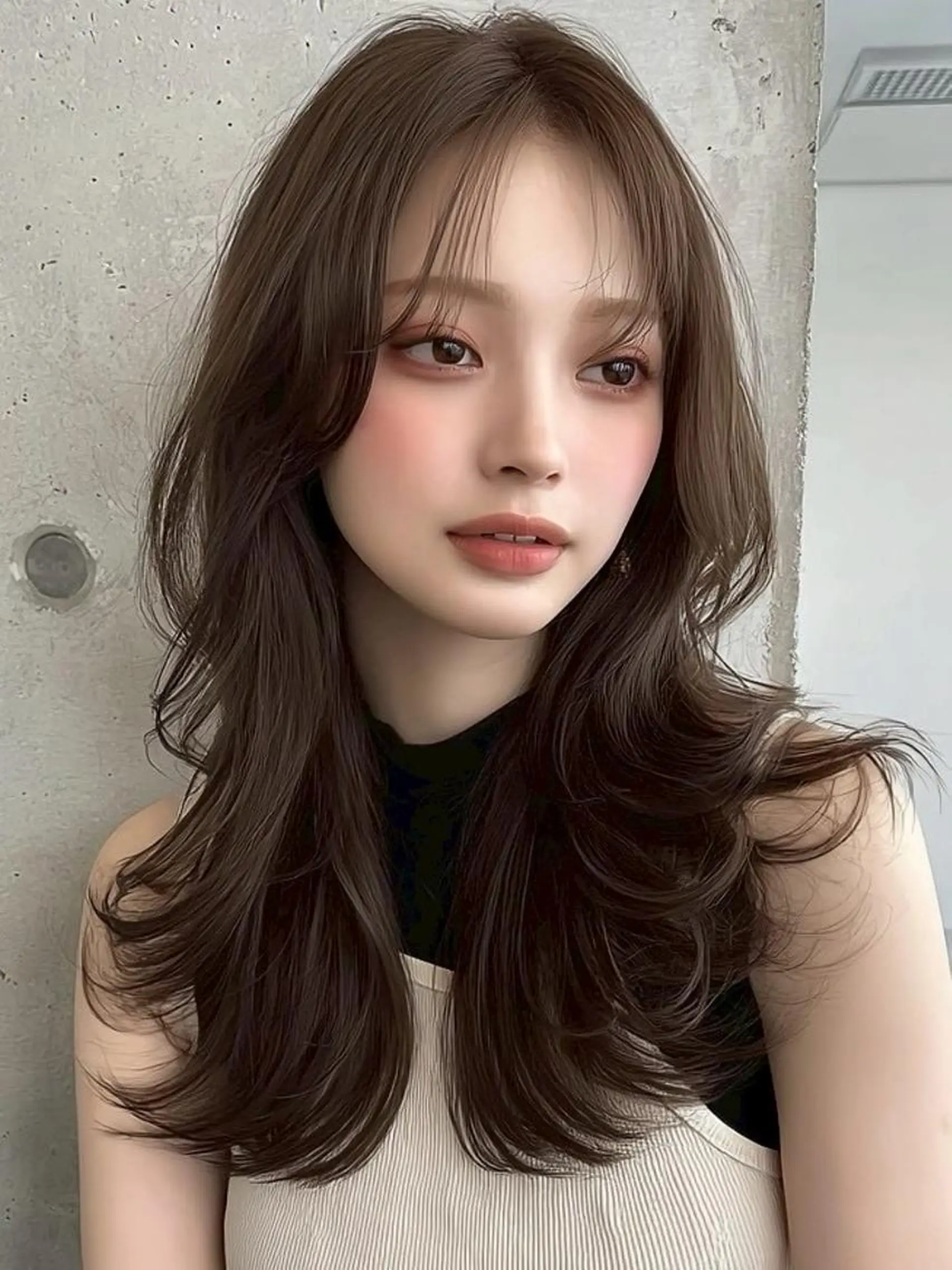 ロング ヘアアレンジ 髪質改善 韓国風ヘア レイヤーカット 似合わせカット シースルーバング カット ヘアカラー Ayumu /京都／西院のヘアスタイル