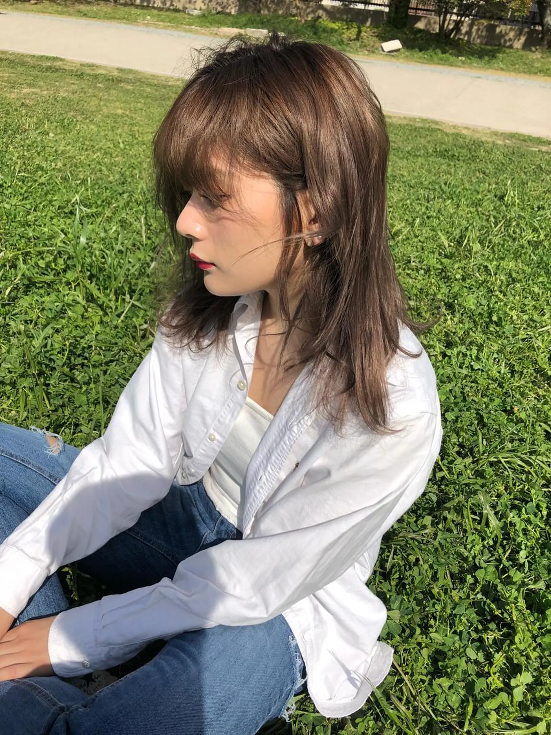 セミロング カラー ベージュカラー ラベンダーカラー ラベンダーベージュ Pia ツボイ ケイタのヘアスタイル