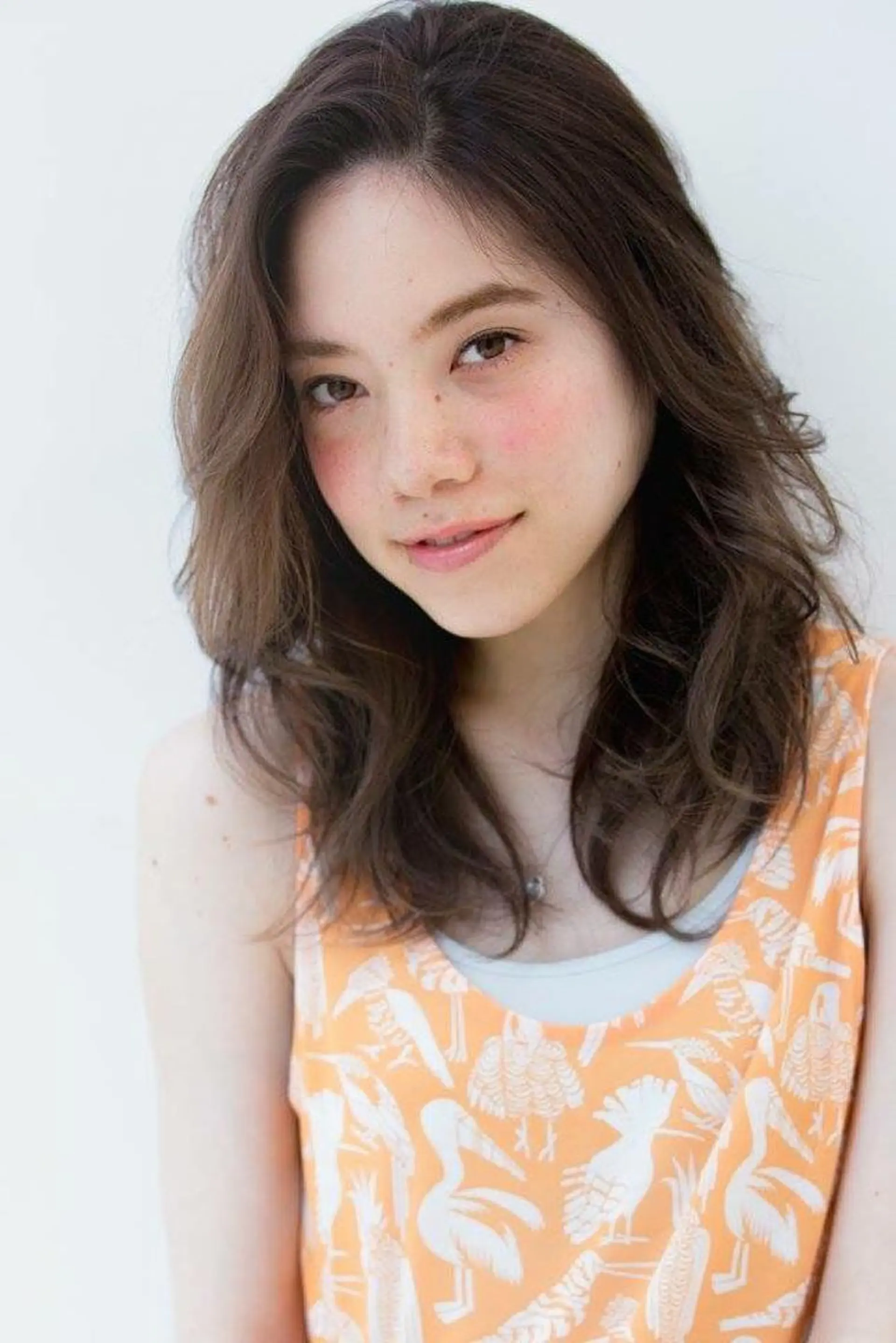 ミディアム セミロング カラー パーマ 内藤 達也のヘアスタイル