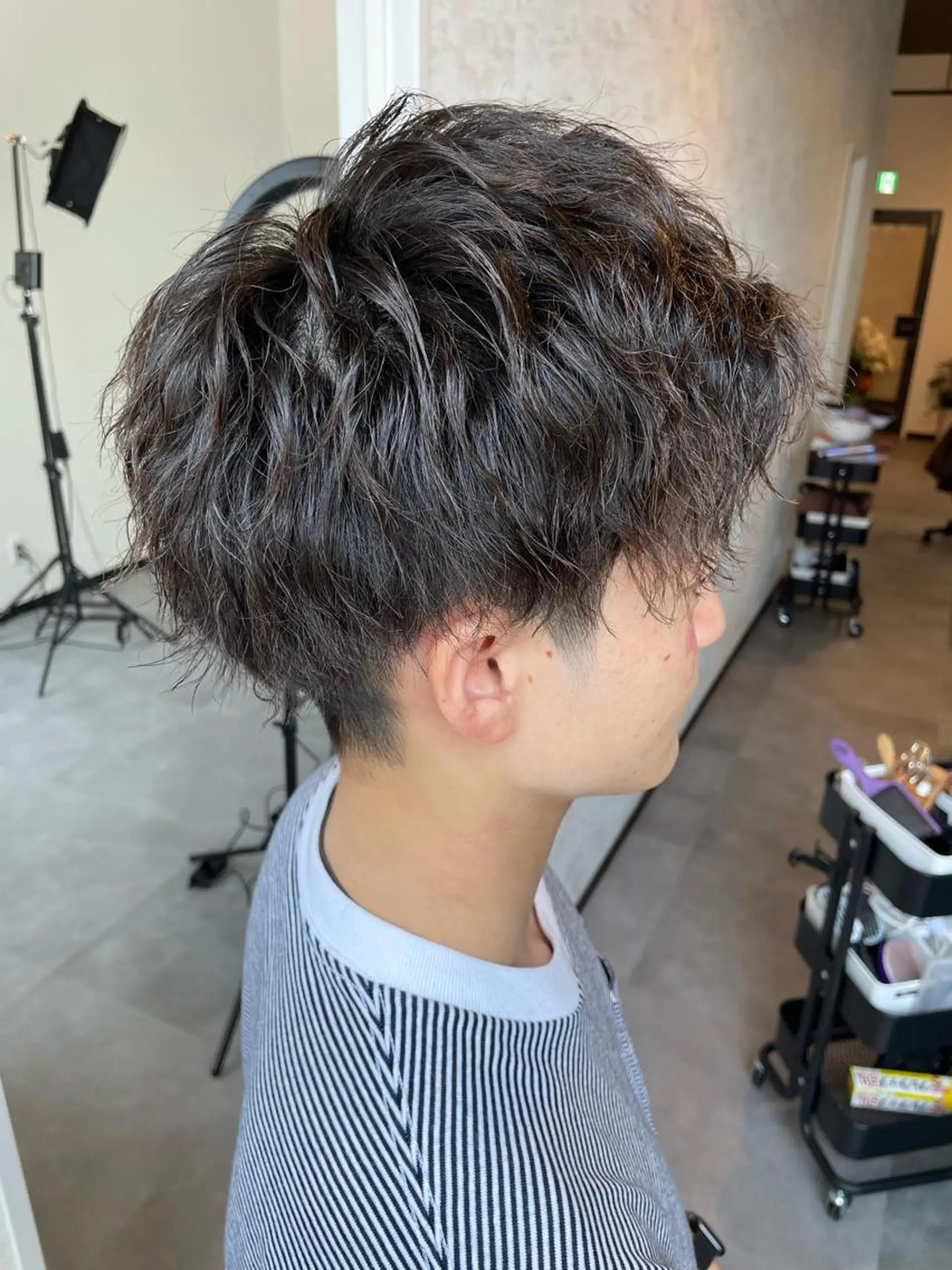 ショート パーマ メンズ カット パーマ 👑髪質改善カラー 中垣斗希のヘアスタイル