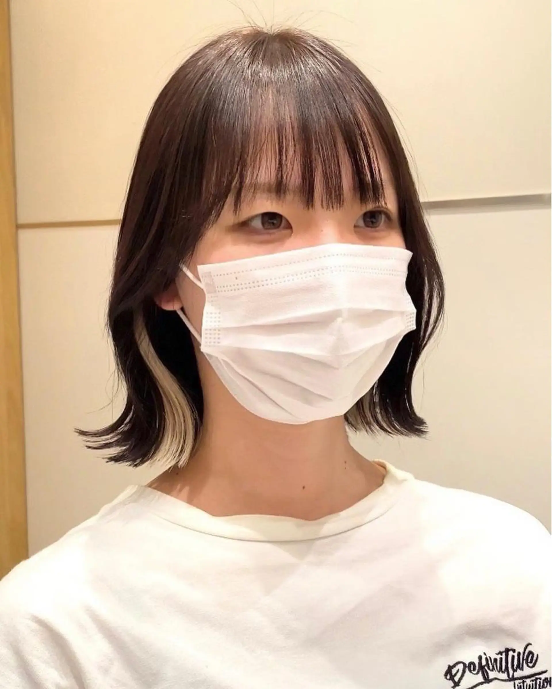 ミディアム カラー パーマ ヘアアレンジ 切りっぱなしボブ バレイヤージュ ブリーチ ケアブリーチ 透明感カラー カット ヘアカラー トリートメント ヘアセット 小野寺瑞希 /最小顔カットのヘアスタイル