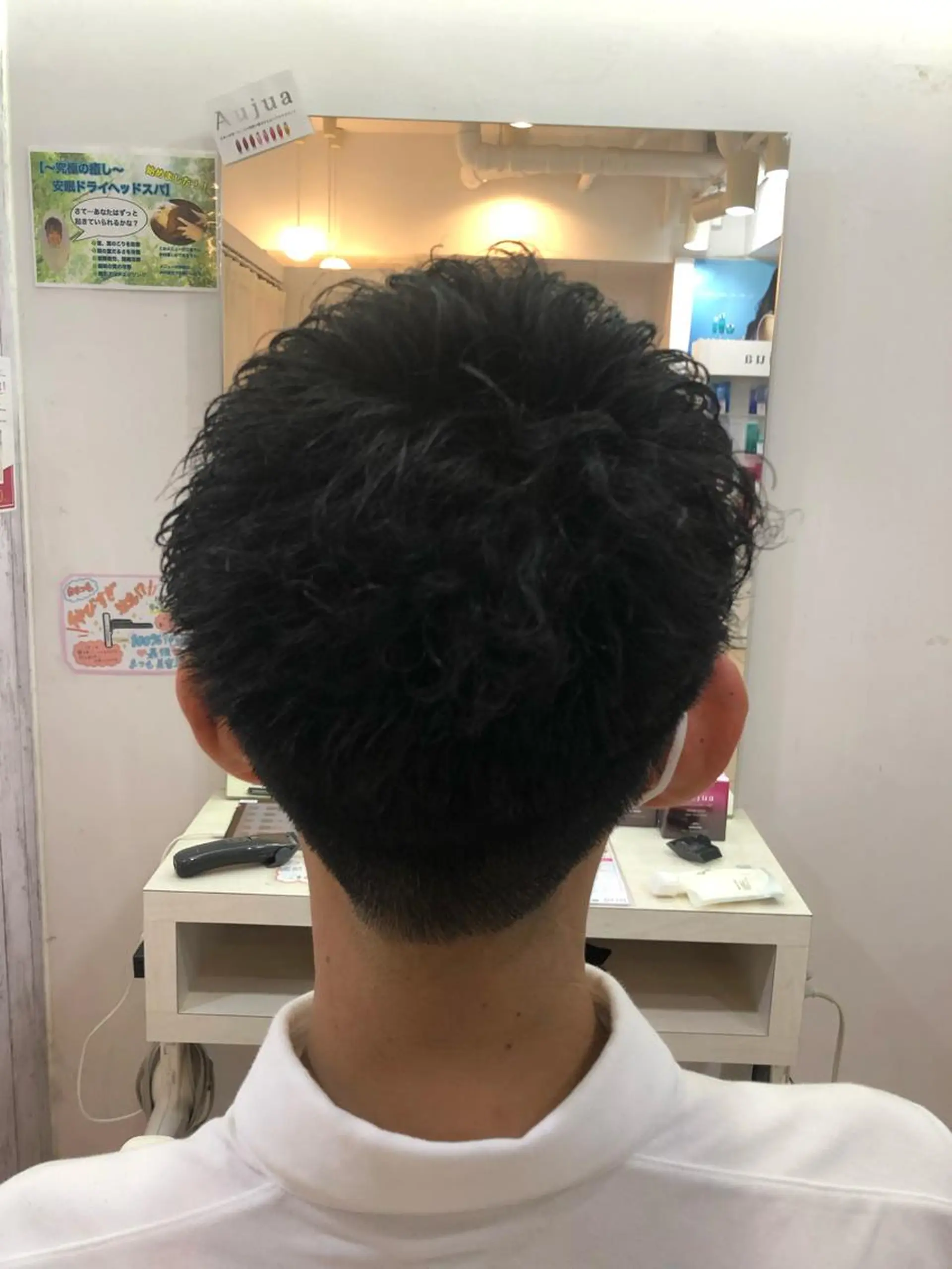 ショート パーマ メンズ 髪質改善× 白髪ぼかし溝江のヘアスタイル