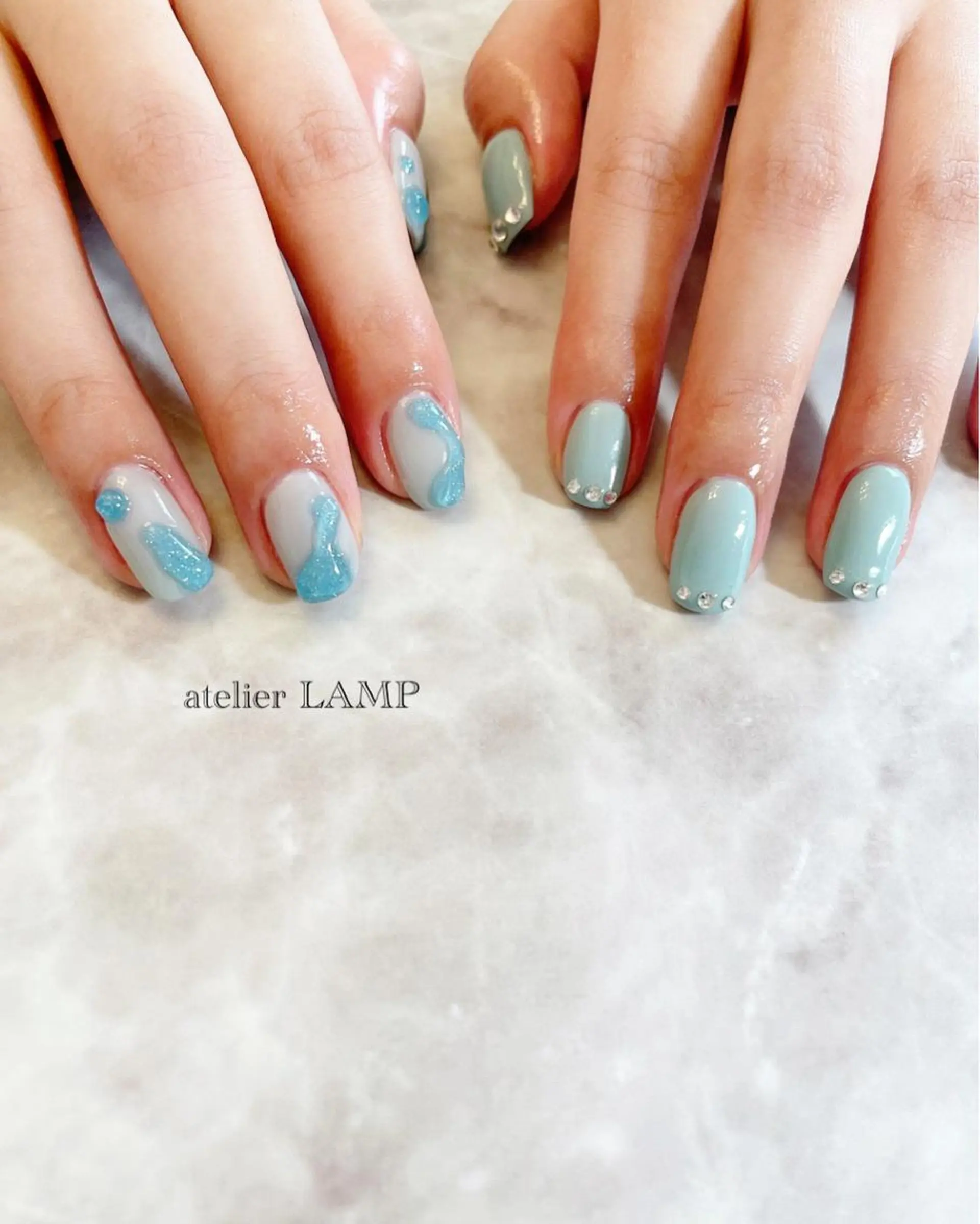 ネイル 氷ネイル・うるうるネイル キラキラネイル 持ち込み NANA no artのネイルデザイン