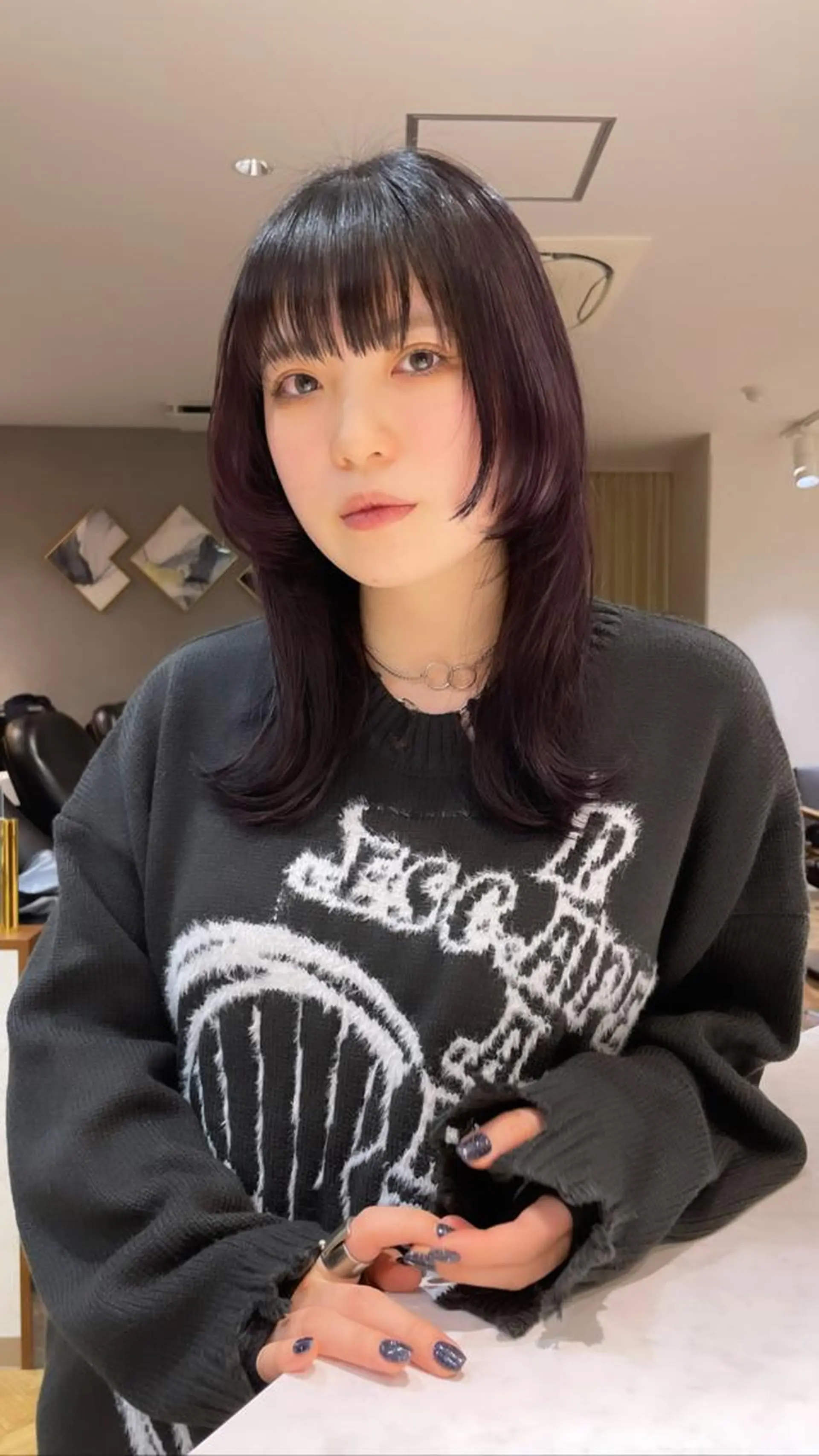 ミディアム カラー 顔まわりレイヤー 顔周りカット レイヤーカット Lond  mare 🦋ayana🦋のヘアスタイル