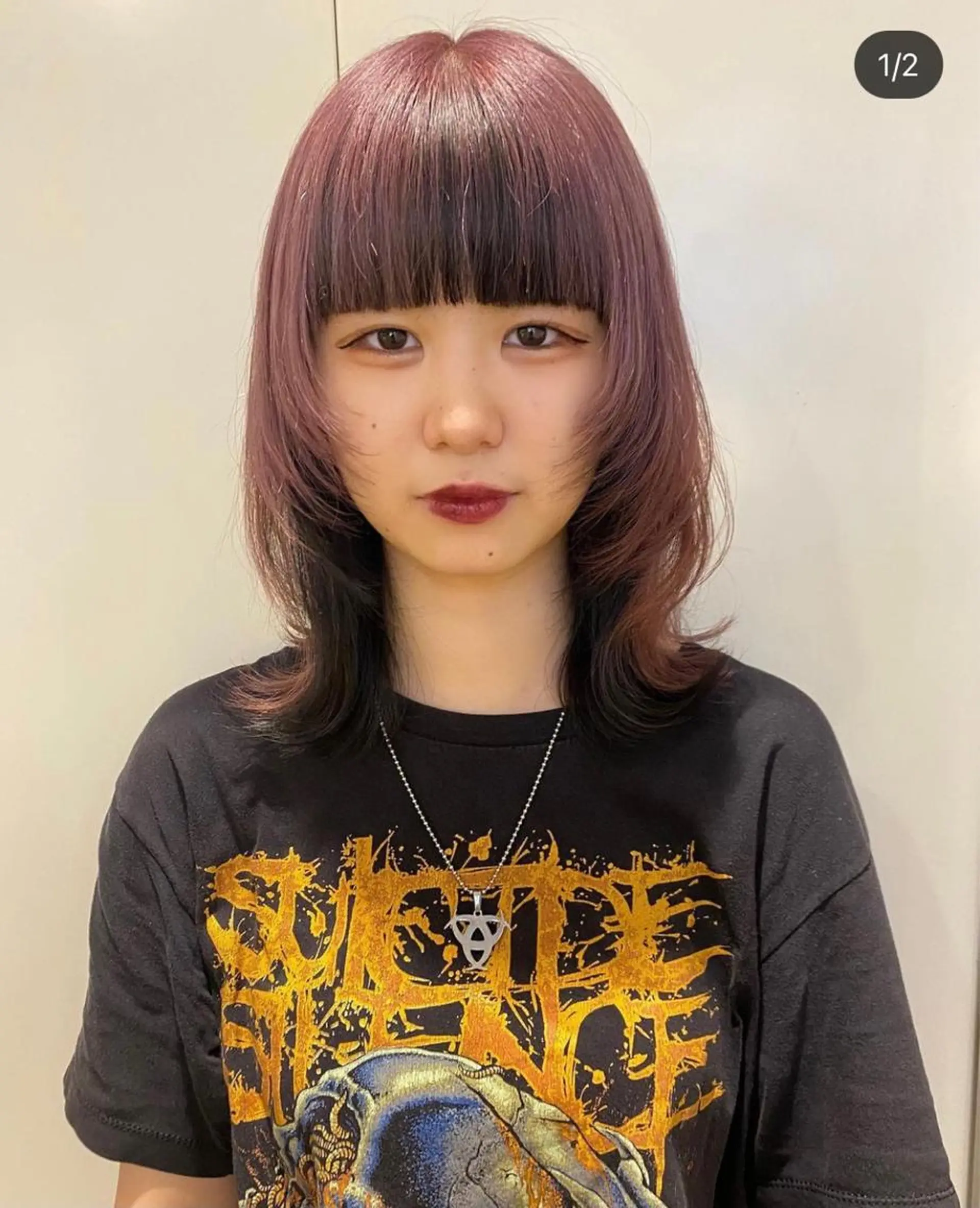 ミディアム カラー パーマ ウルフカット Maya川越/ エクステ/ハイトーンのヘアスタイル