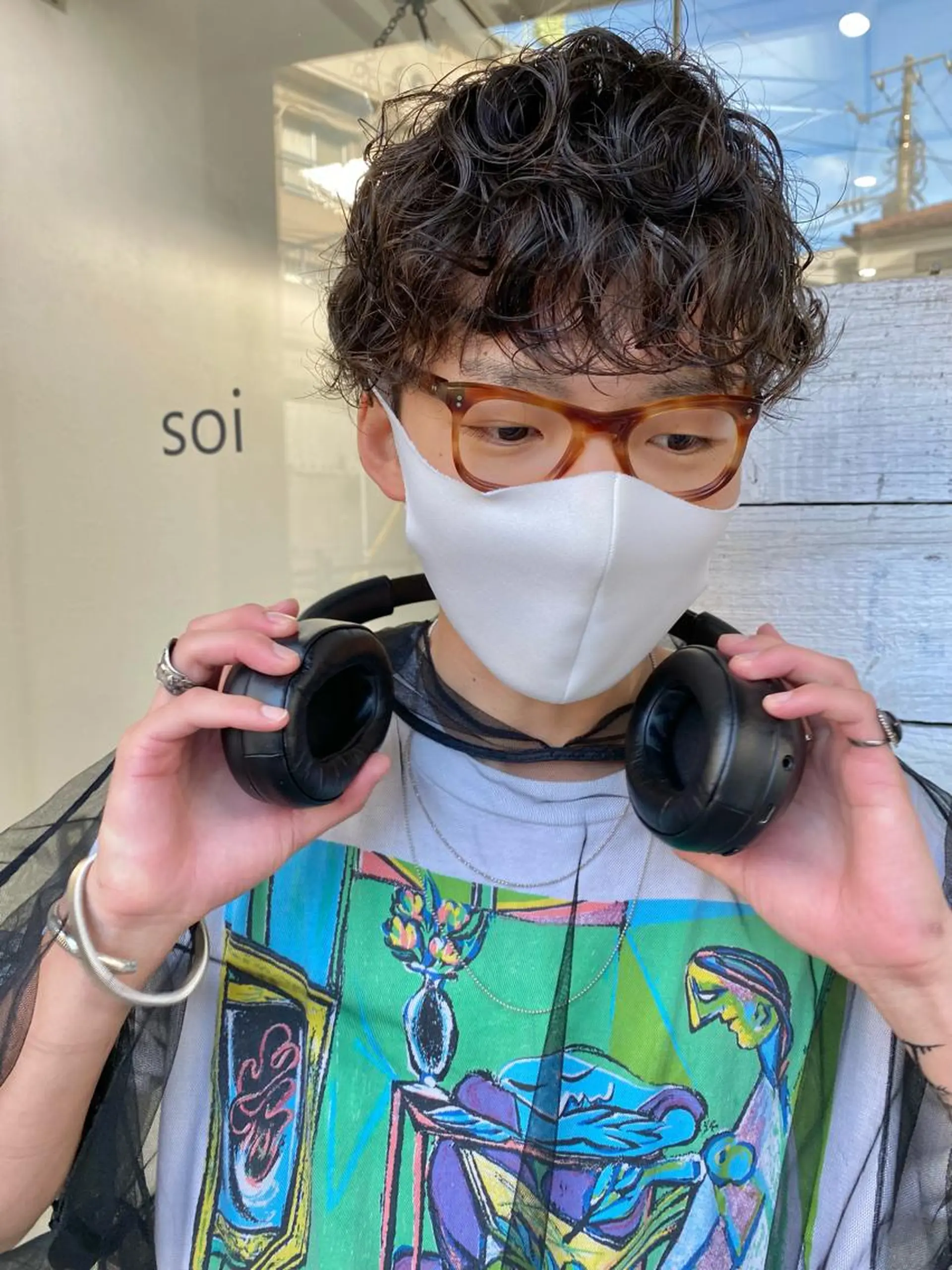 ショート カラー パーマ ヘアアレンジ メンズ キッズ ネイル マツエク・マツパ メンズパーマ メンズネイル 森貴裕/ベージュ/ パーマ/オリーブのヘアスタイル